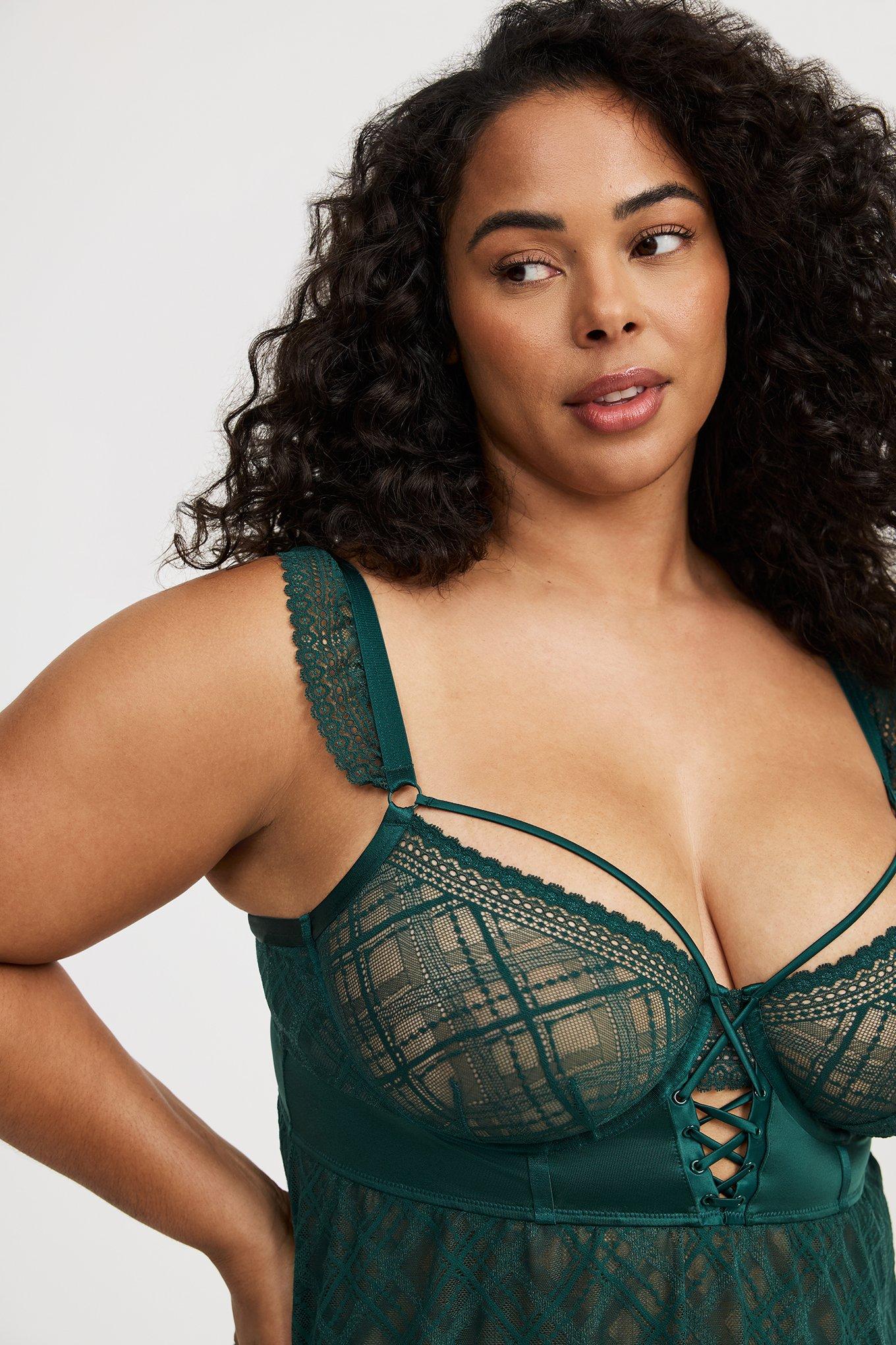Dark Debutante Underwire Lace-Up Babydoll