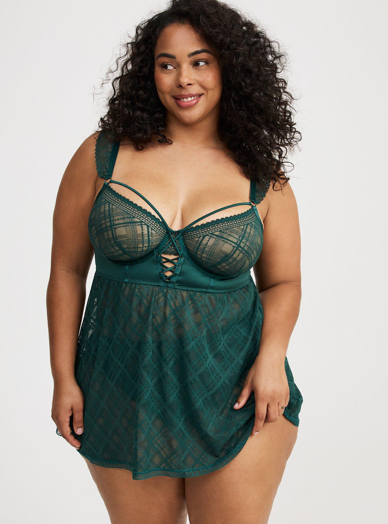 Dark Debutante Underwire Lace-Up Babydoll
