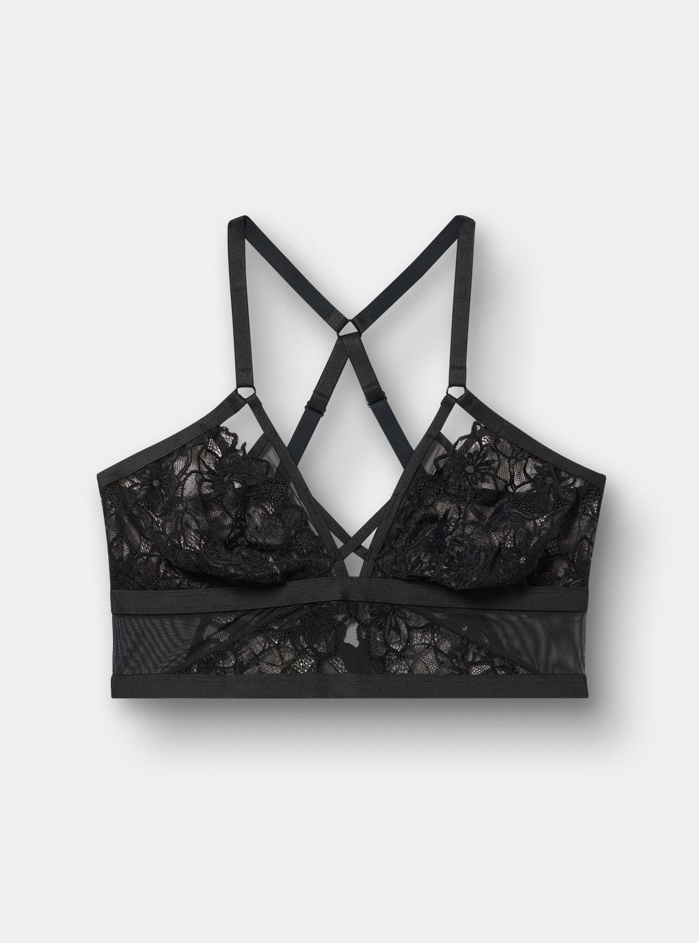 Cozy Lace Bralette, RICH BLACK, flat