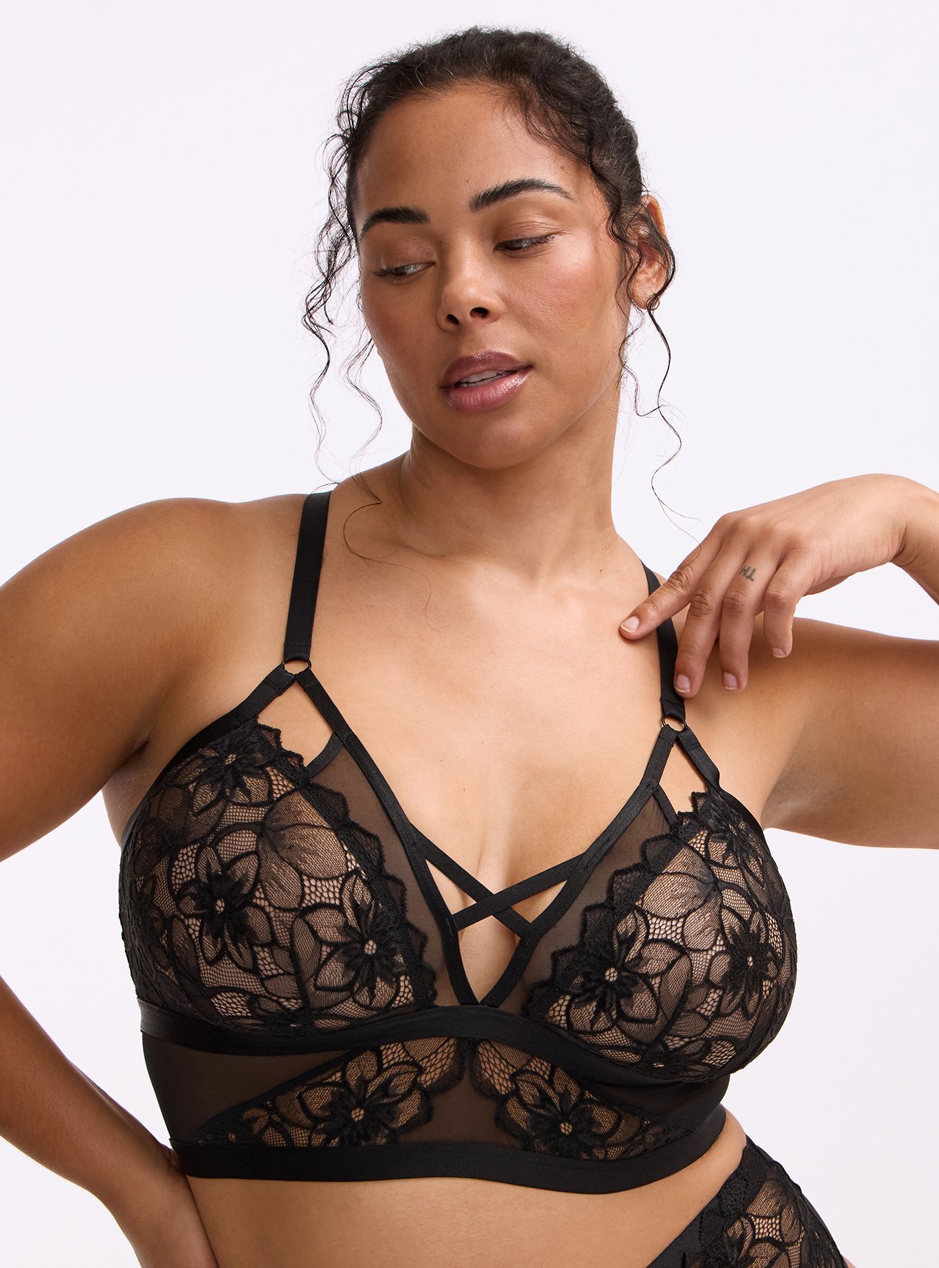 Cozy Lace Bralette, RICH BLACK, hi-res