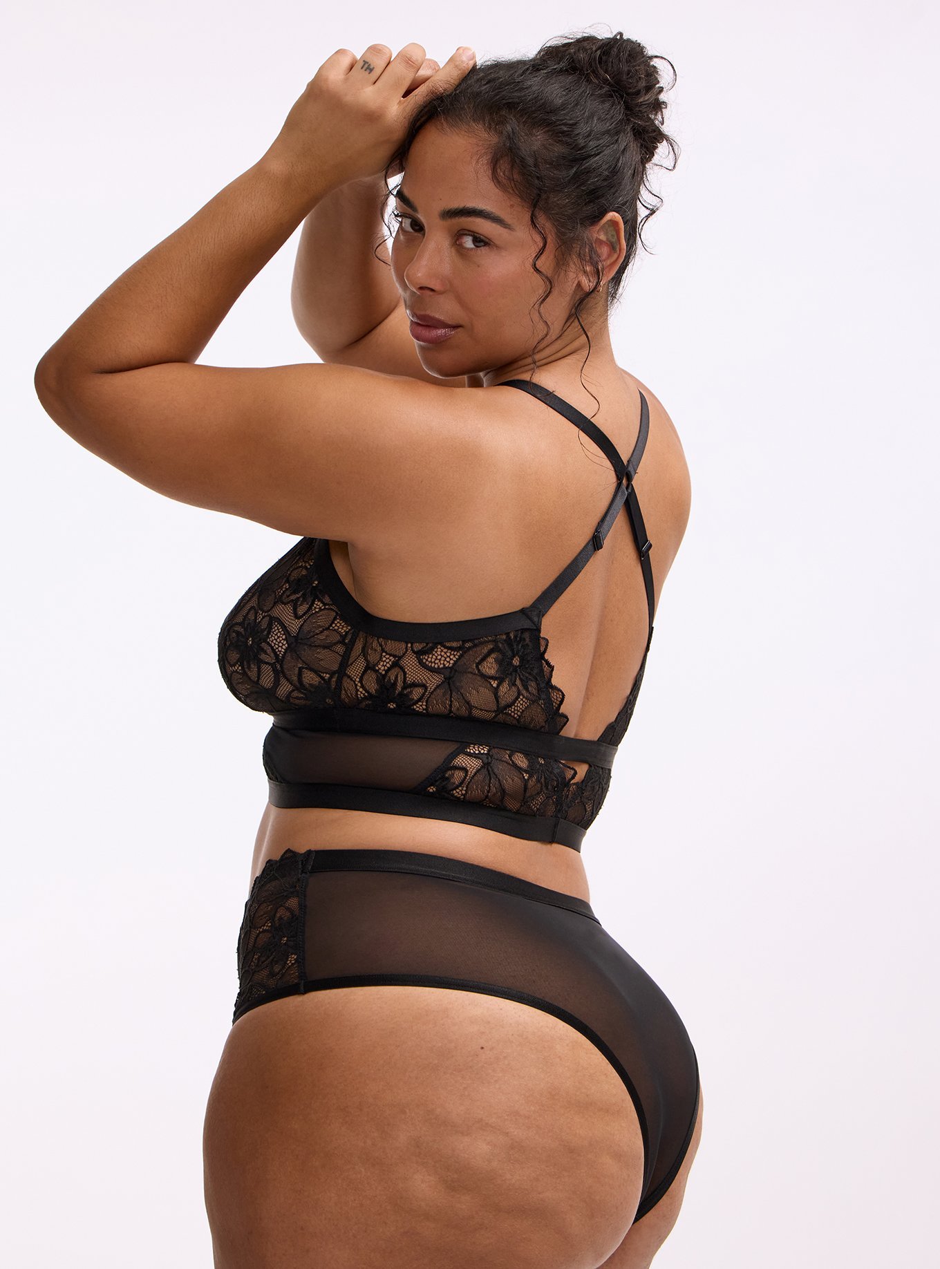 Cozy Lace Mid Waist Tanga, RICH BLACK, alternate