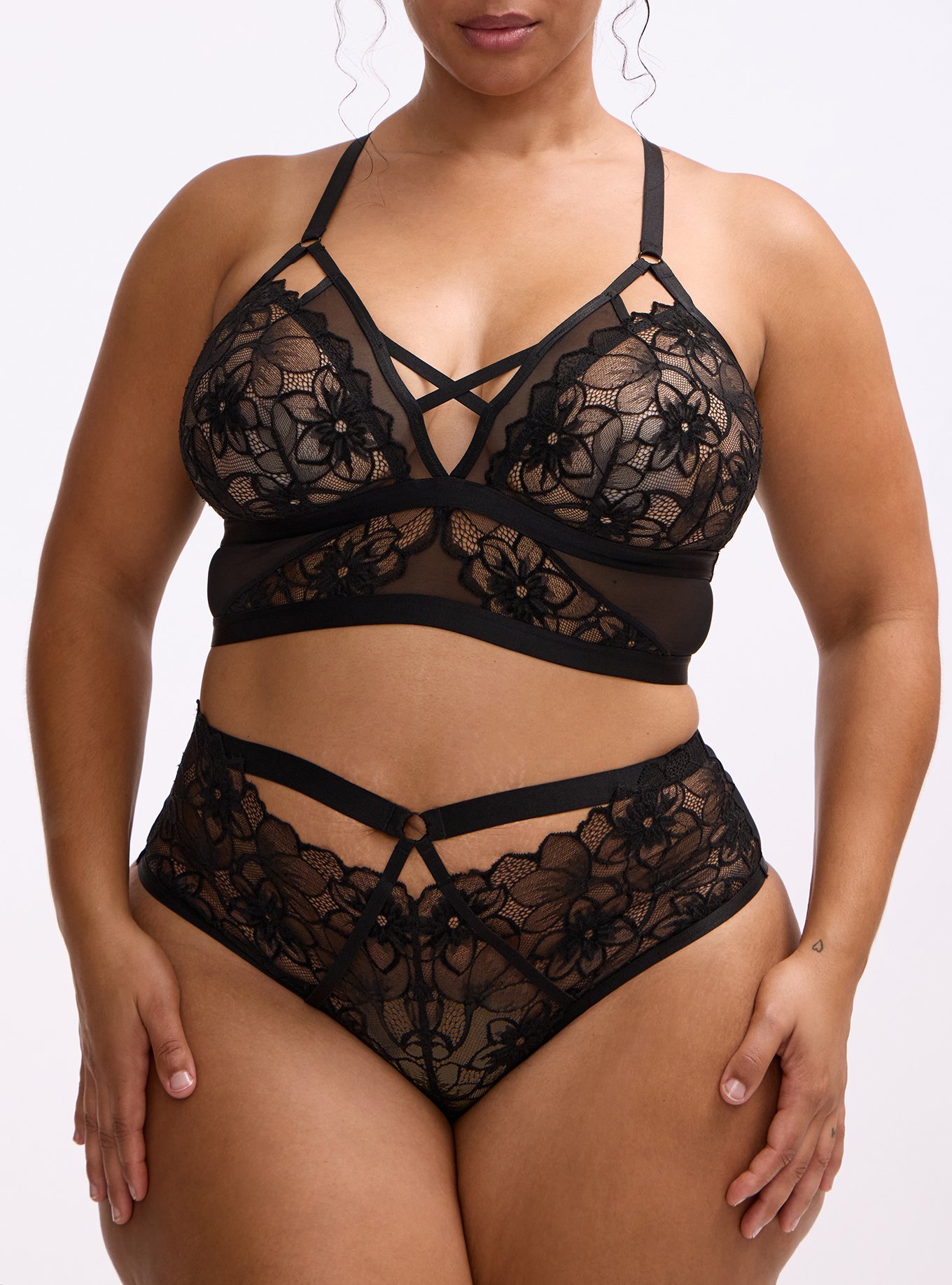 Cozy Lace Mid Waist Tanga, RICH BLACK, alternate