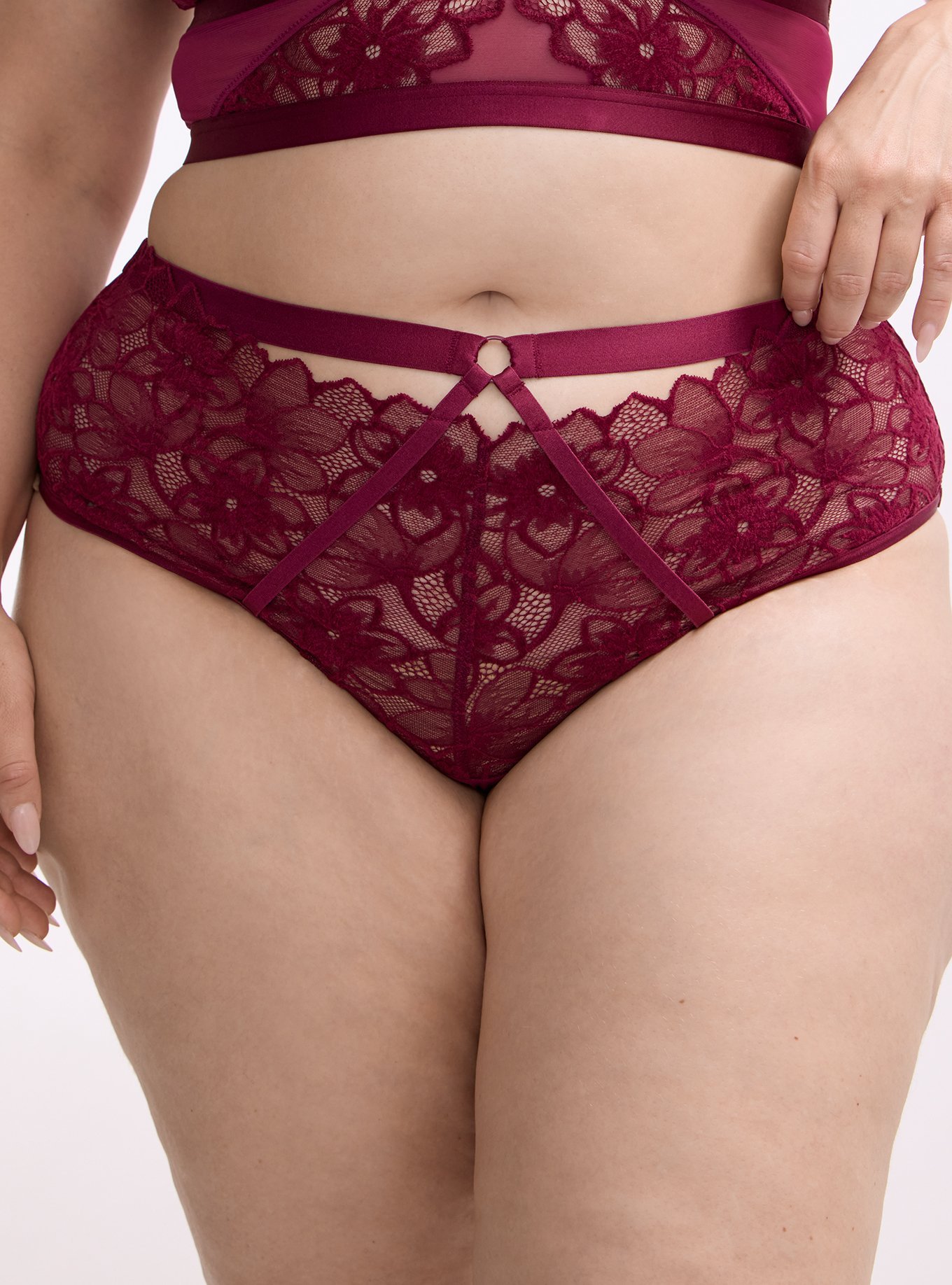Cozy Lace Mid Waist Tanga, PURPLE POTION, alternate
