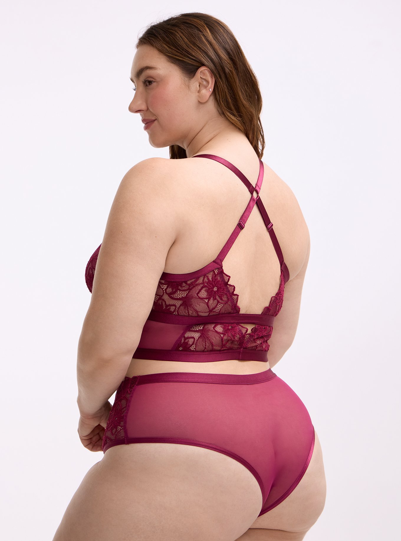 Cozy Lace Mid Waist Tanga, PURPLE POTION, alternate