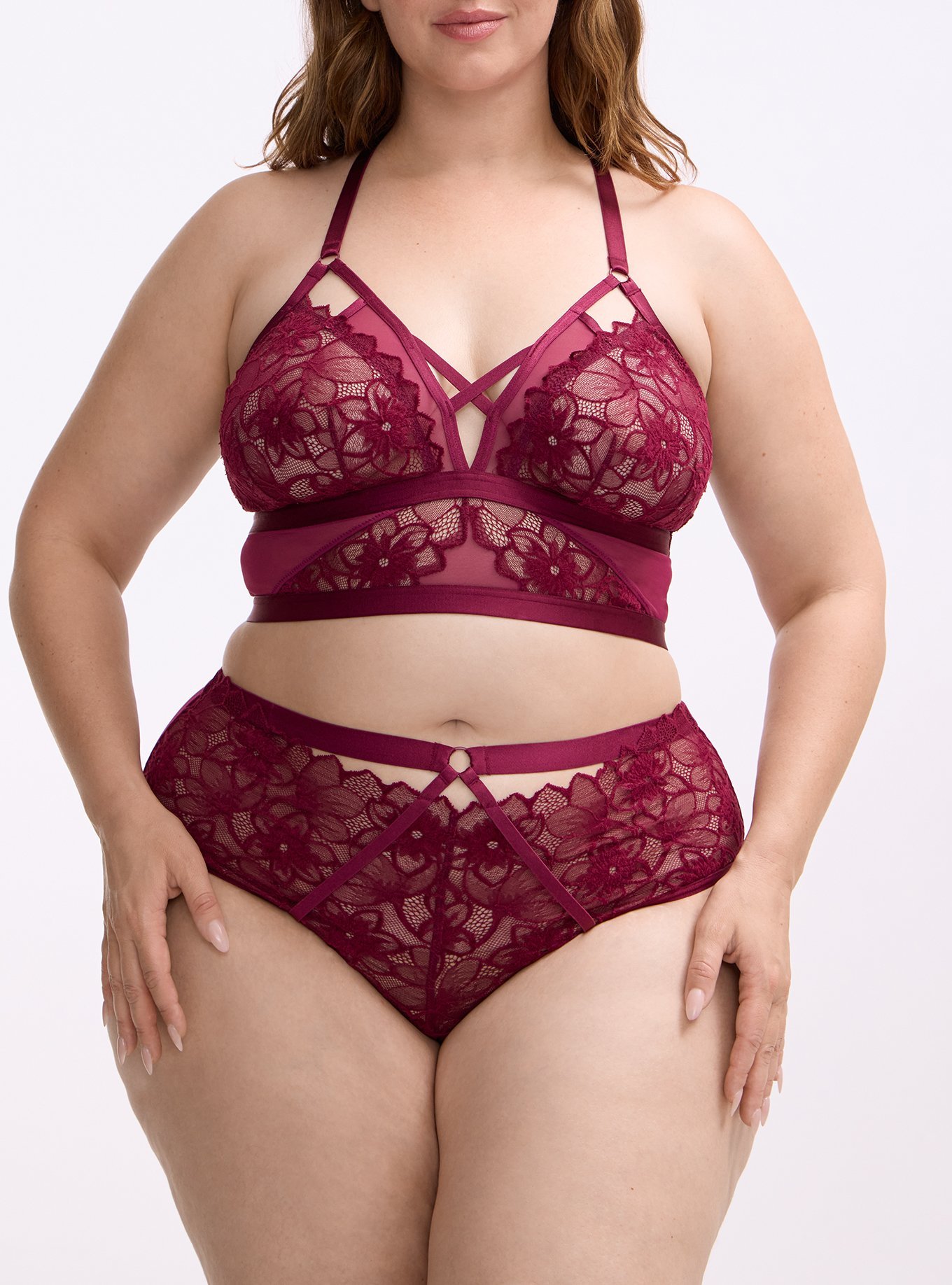 Cozy Lace Mid Waist Tanga, PURPLE POTION, alternate