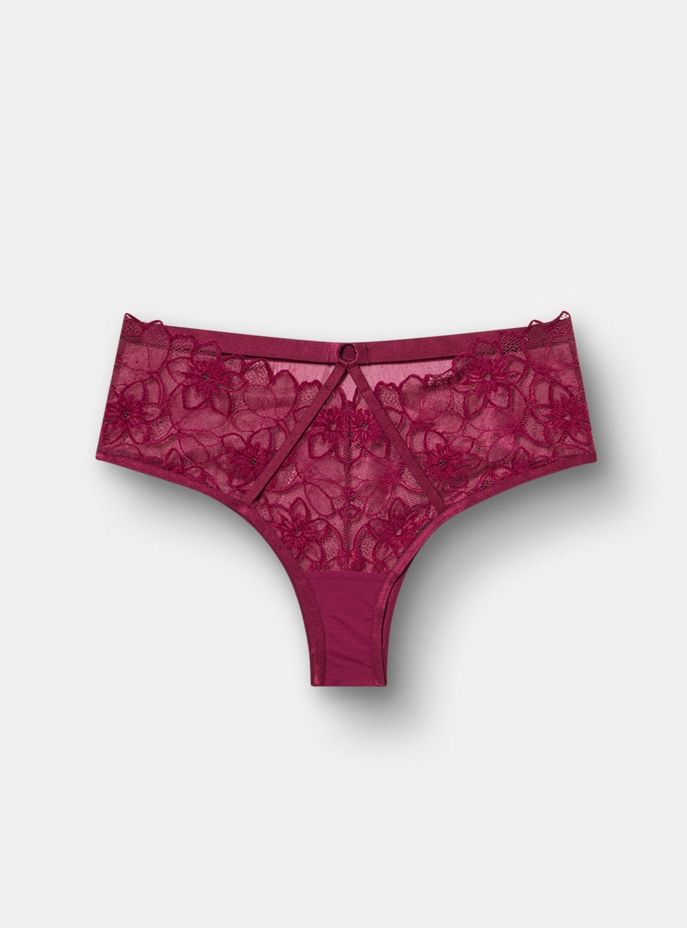 Cozy Lace Mid Waist Tanga, PURPLE POTION, flat