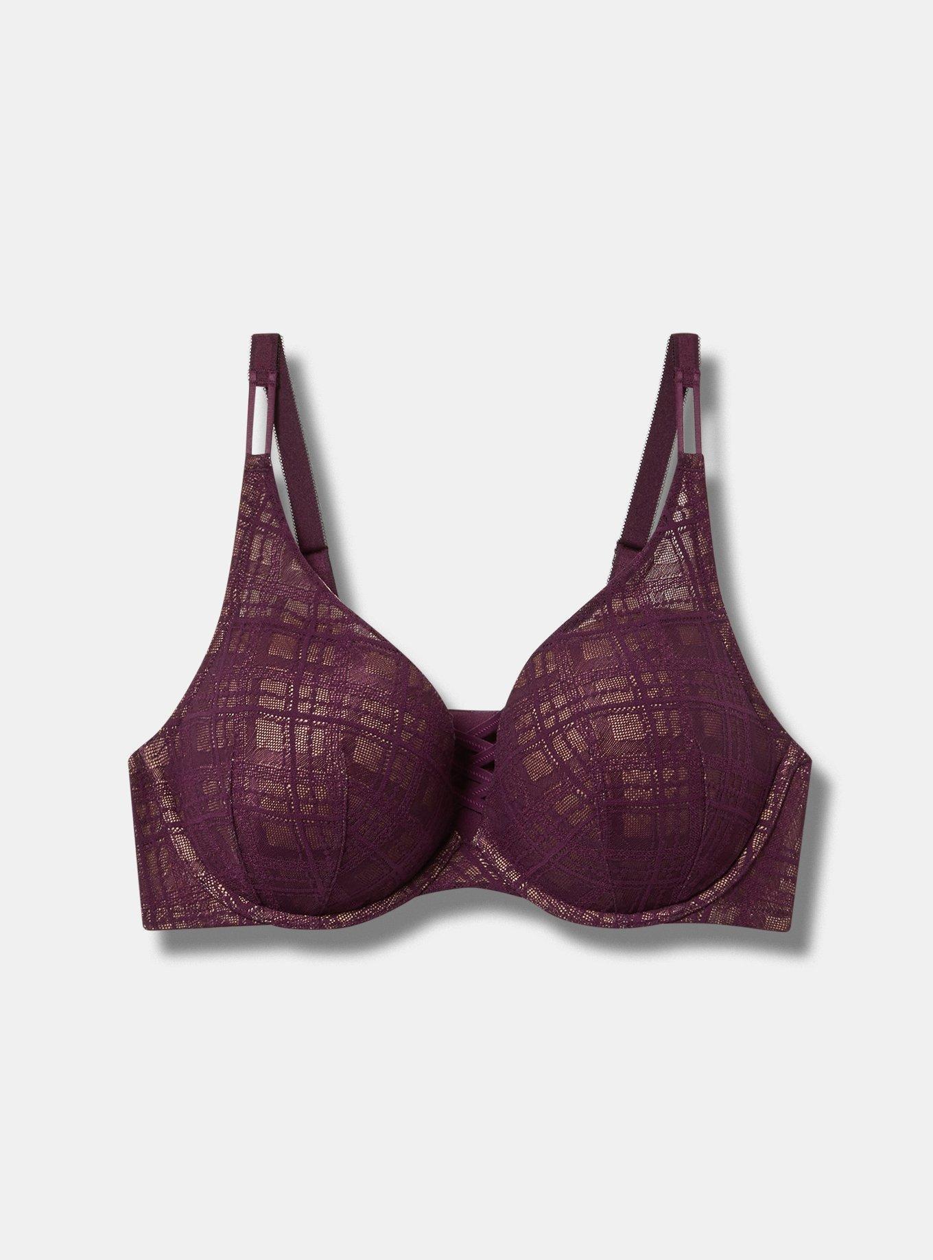 XO Plunge Push Up Plaid Lace Straight Back Bra