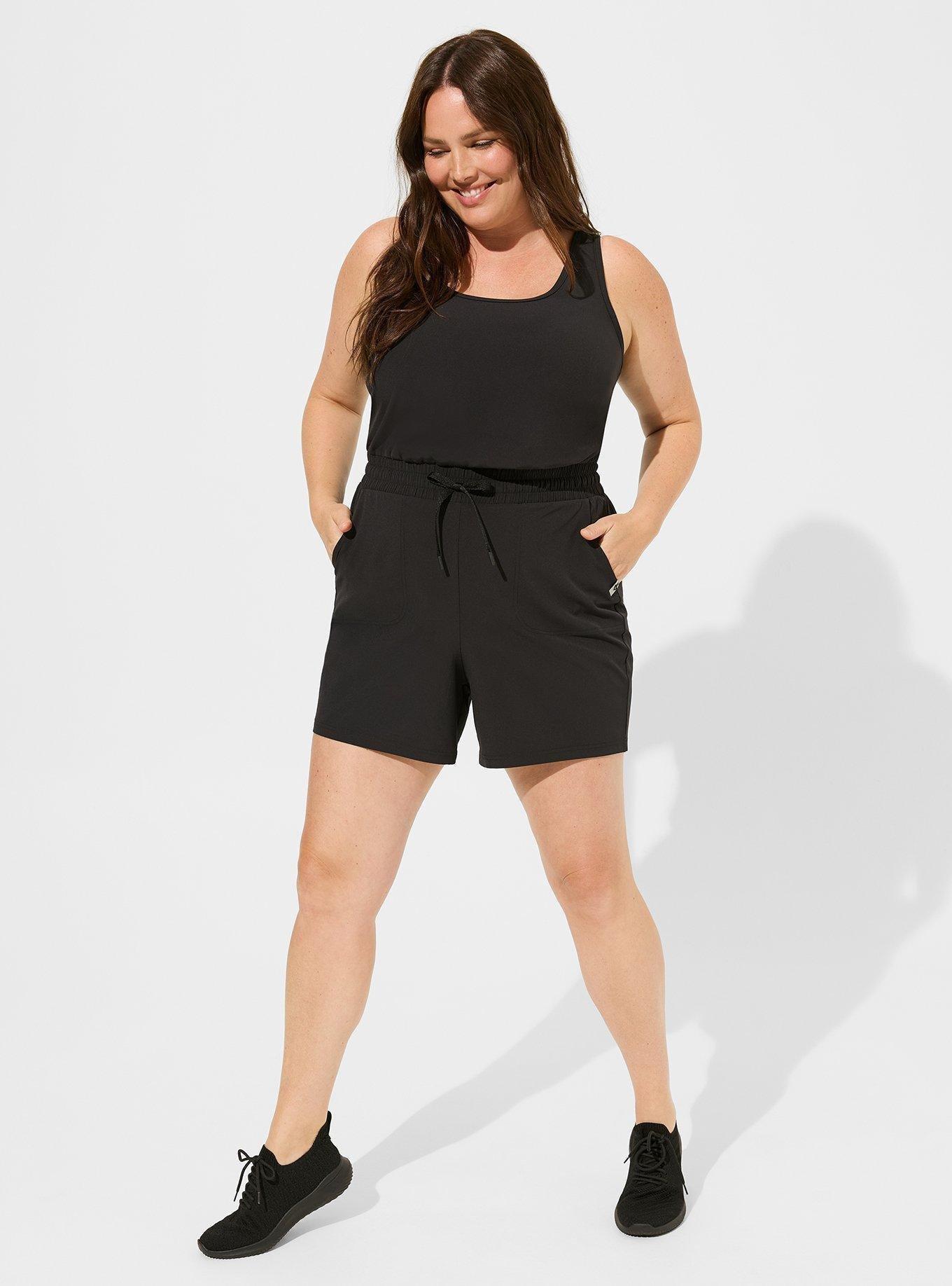 Stretch Woven Active Romper With Surplice Back