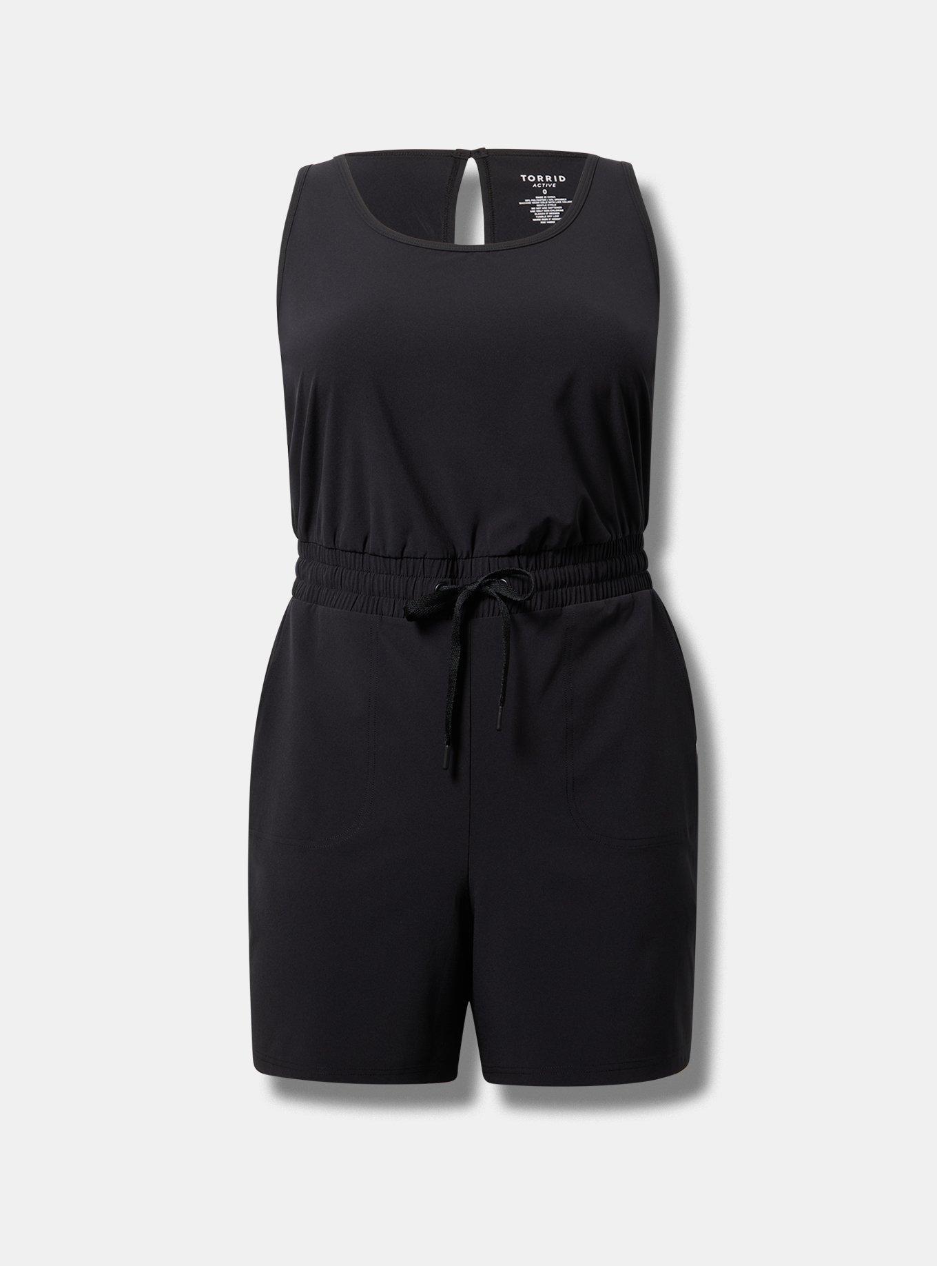 Stretch Woven Active Romper With Surplice Back