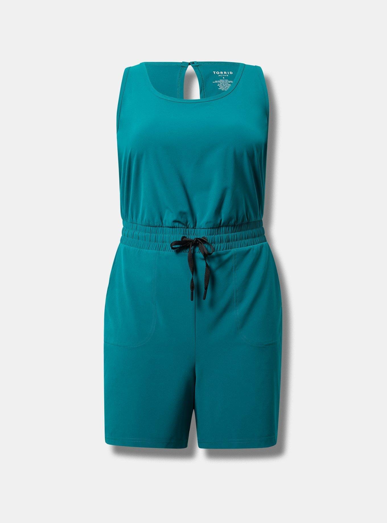 Stretch Woven Active Romper With Surplice Back