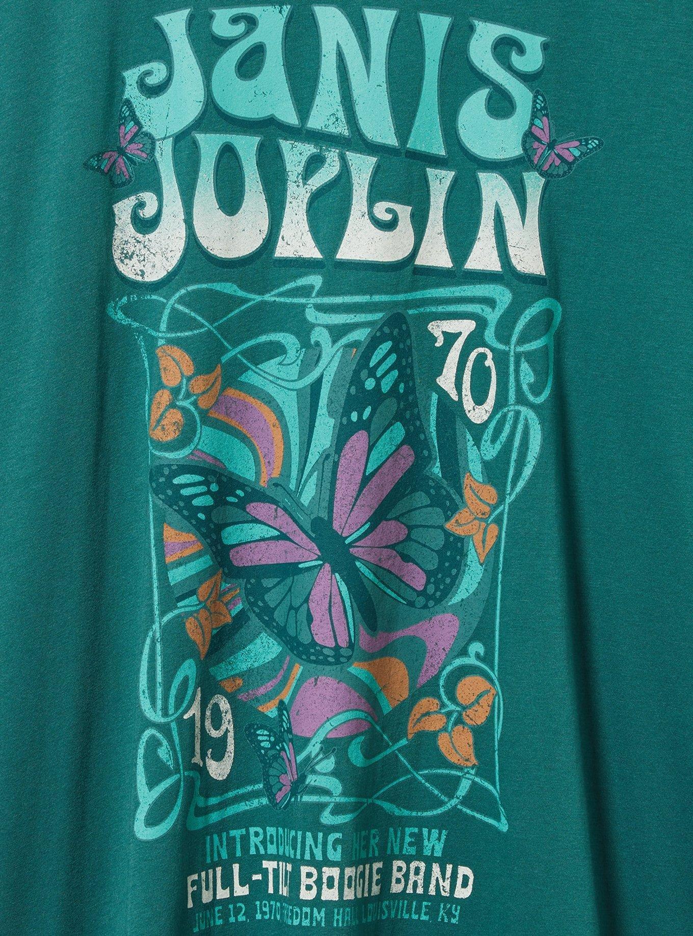 Janis Joplin Oversized Fit Cotton Crew Tee, TEAL, alternate