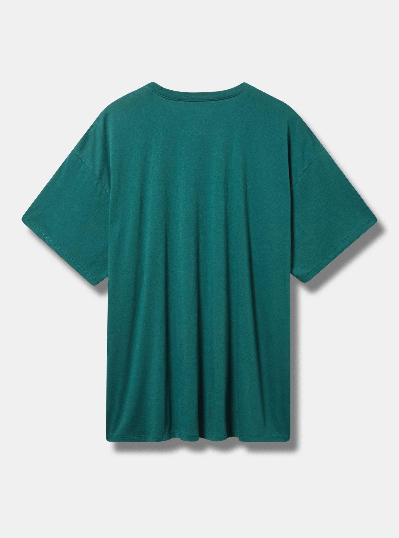 Janis Joplin Oversized Fit Cotton Crew Tee, TEAL, alternate