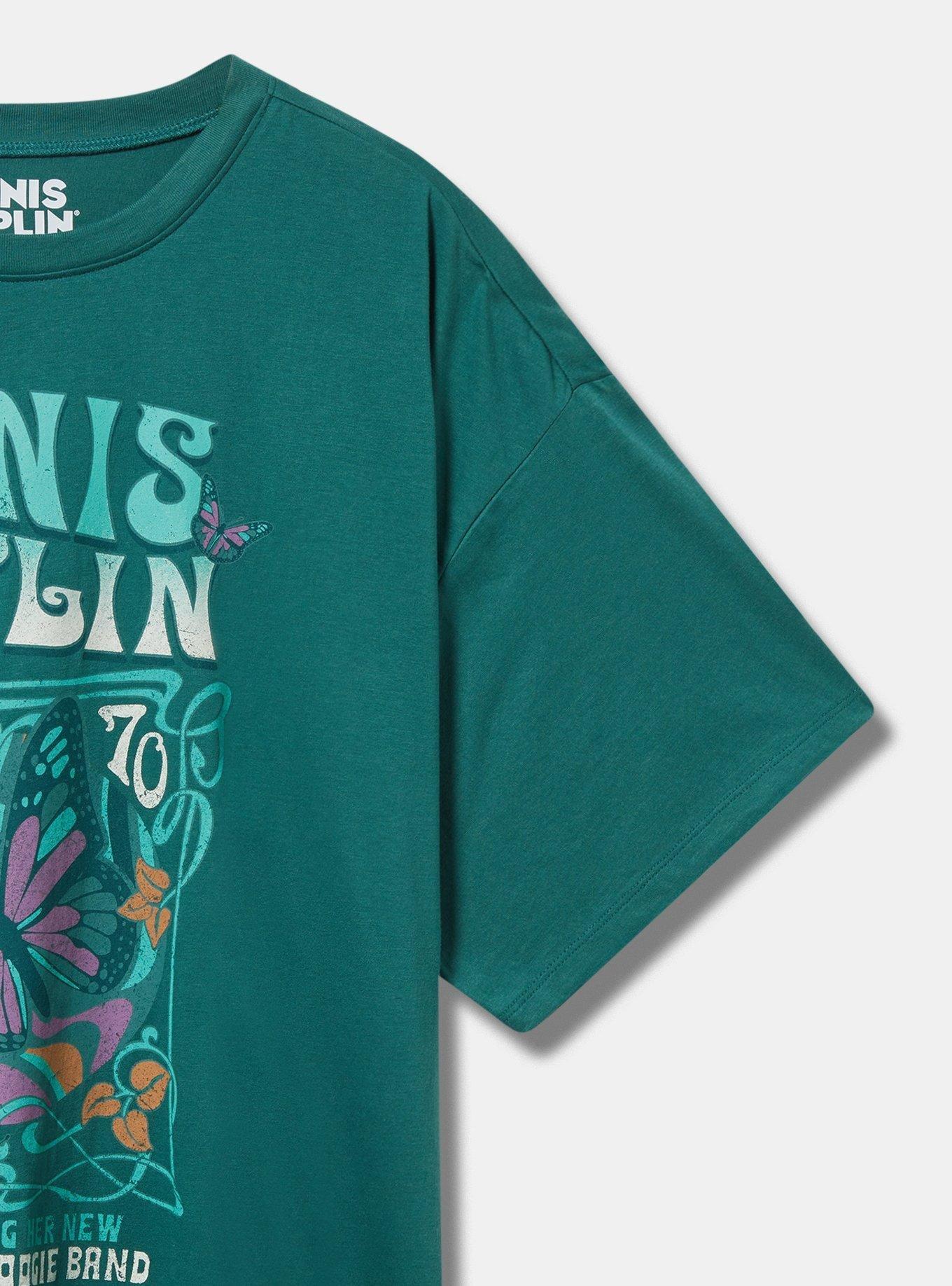 Janis Joplin Oversized Fit Cotton Crew Tee, TEAL, alternate