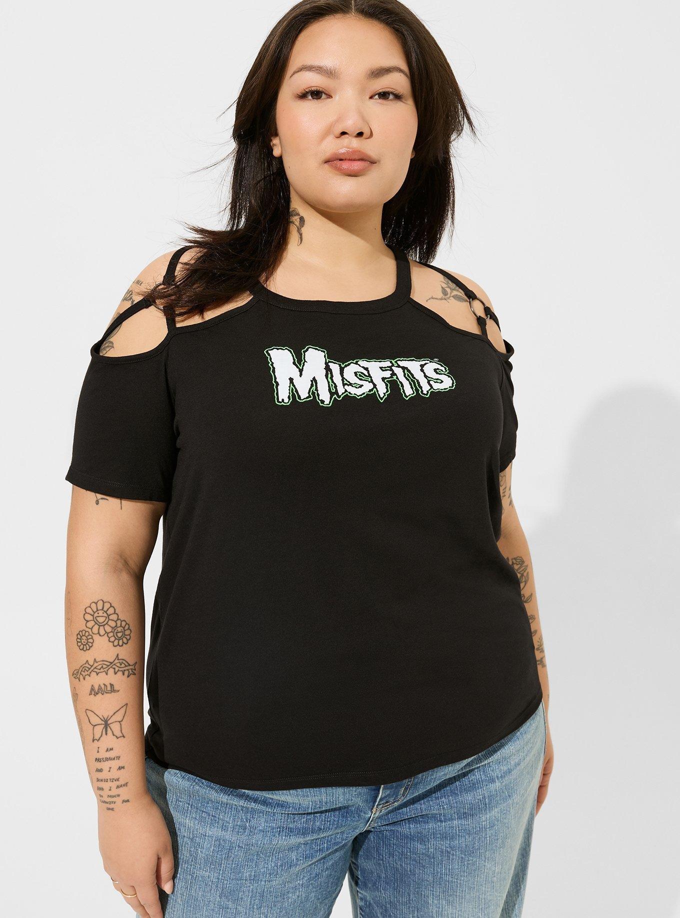 Misfits Classic Fit Cotton O-Ring Cold Shoulder Tee