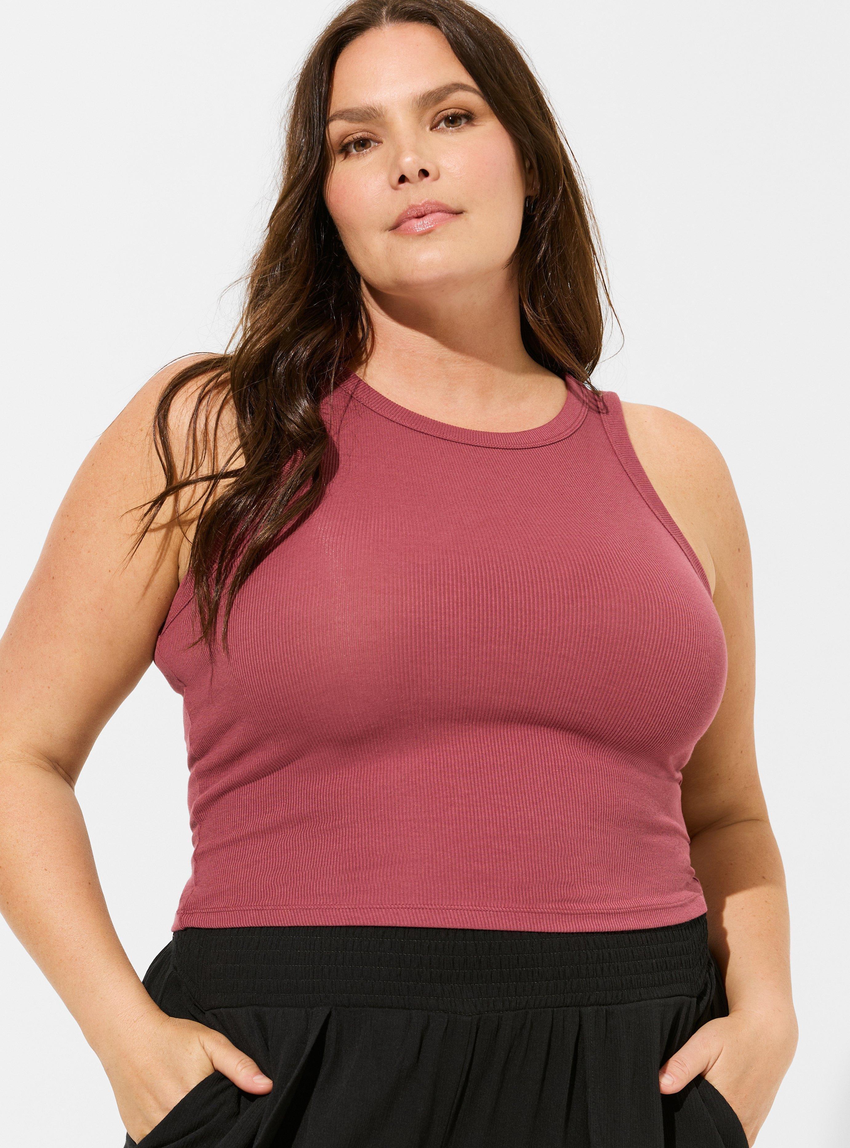 Cropped Fitted Slub Rib High Neck Tank