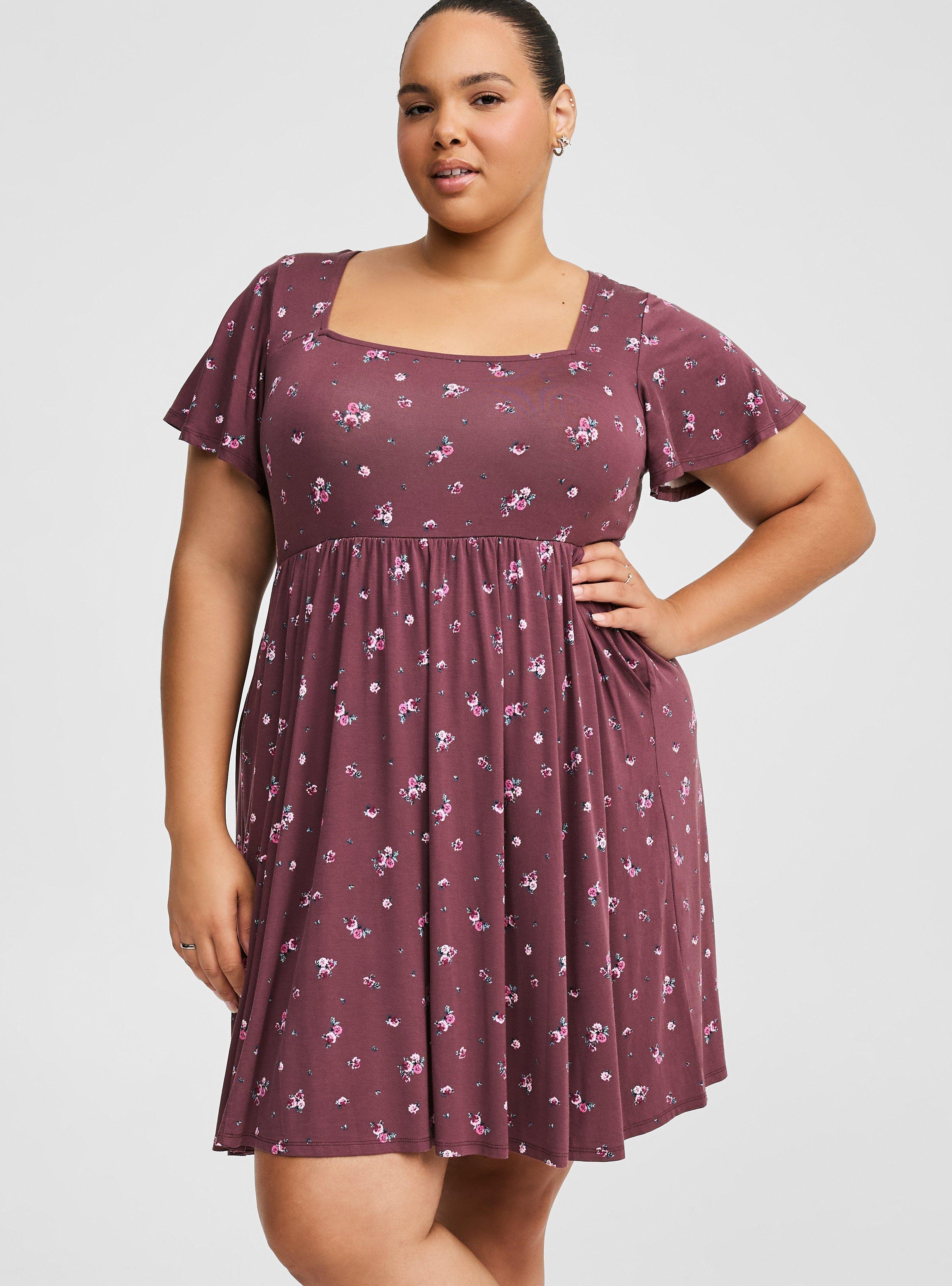 Mini Flutter-Sleeve Skater Dress