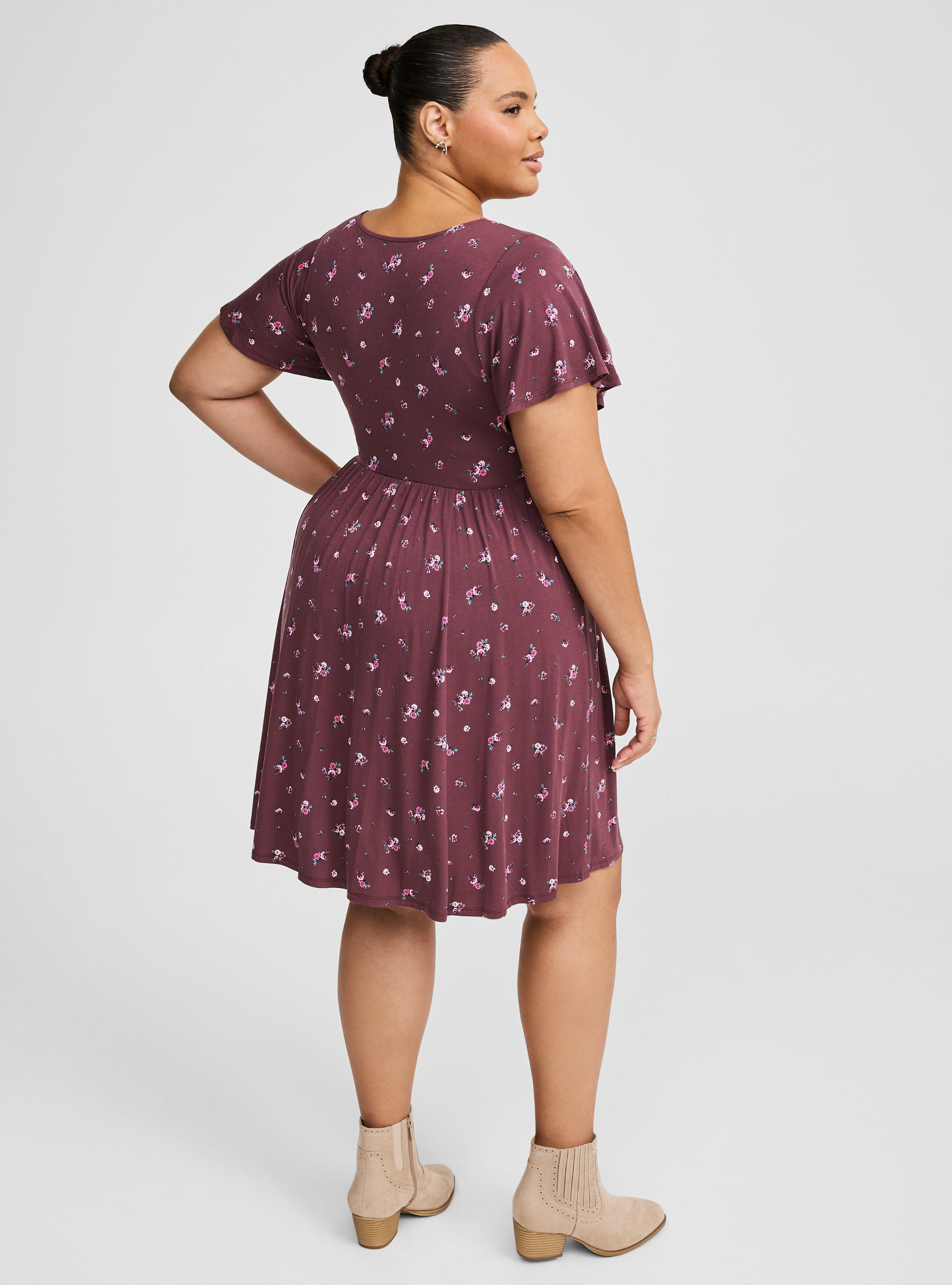 Mini Flutter-Sleeve Skater Dress