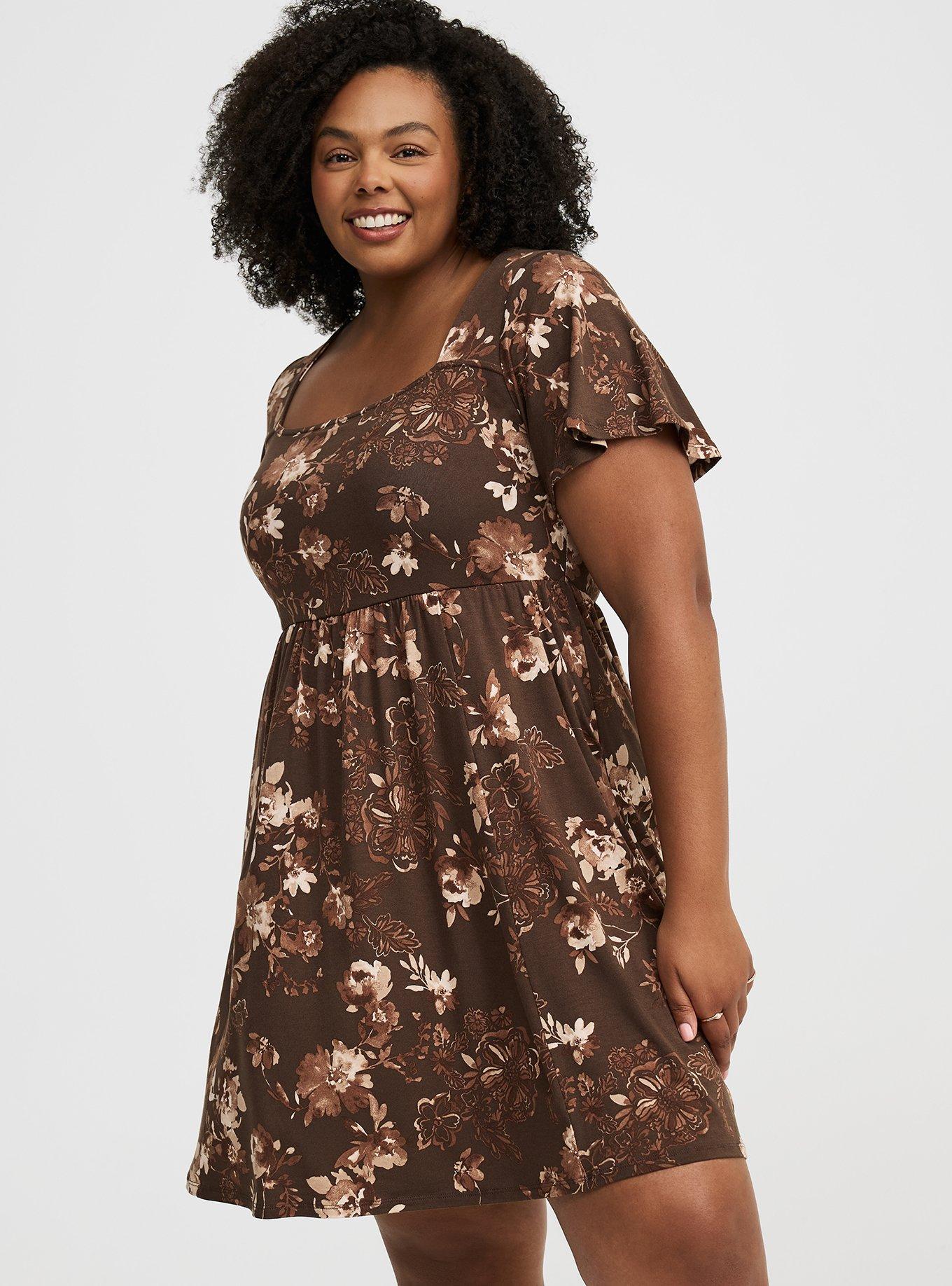Mini Flutter-Sleeve Skater Dress