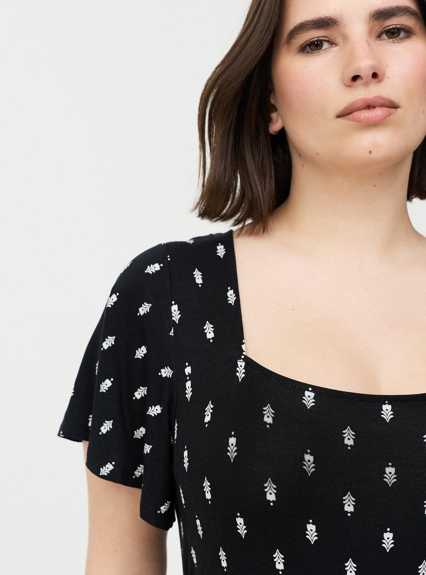 Flutter Sleeve Skater Mini Dress, TOVA MOTIFS BLACK, alternate