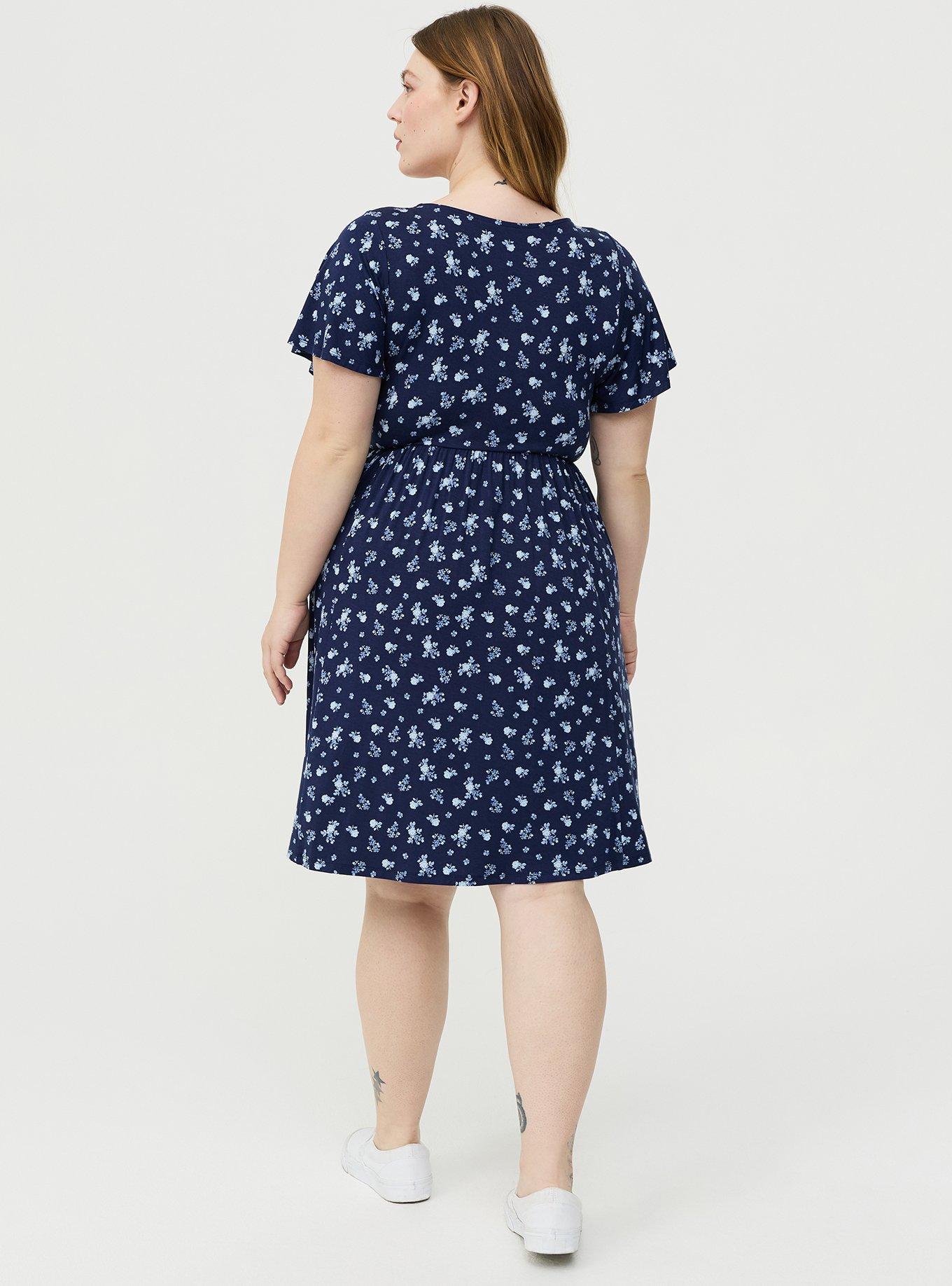 Flutter Sleeve Skater Mini Dress, SUNDAY DITSY NAVY, alternate