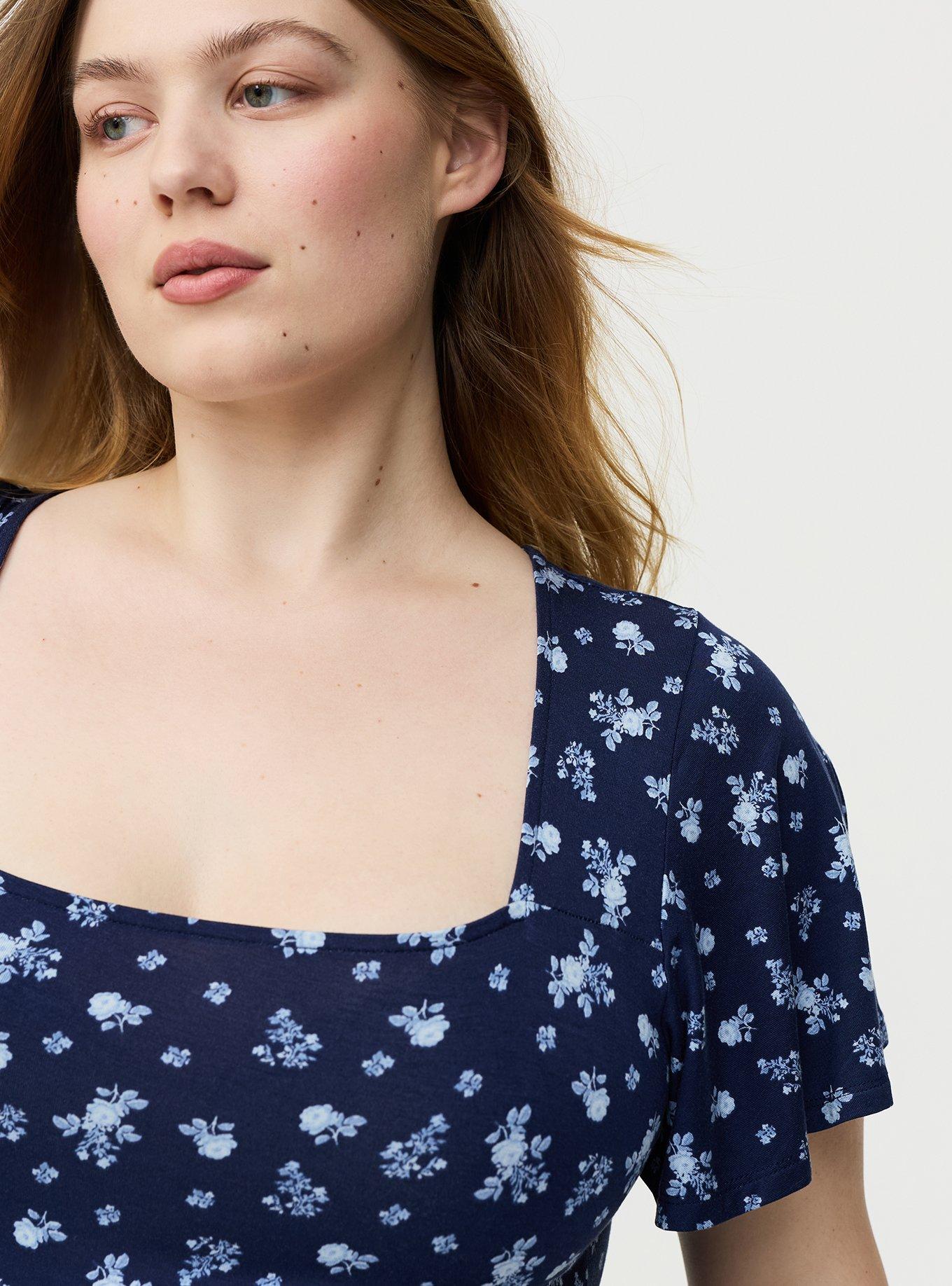 Flutter Sleeve Skater Mini Dress, SUNDAY DITSY NAVY, alternate