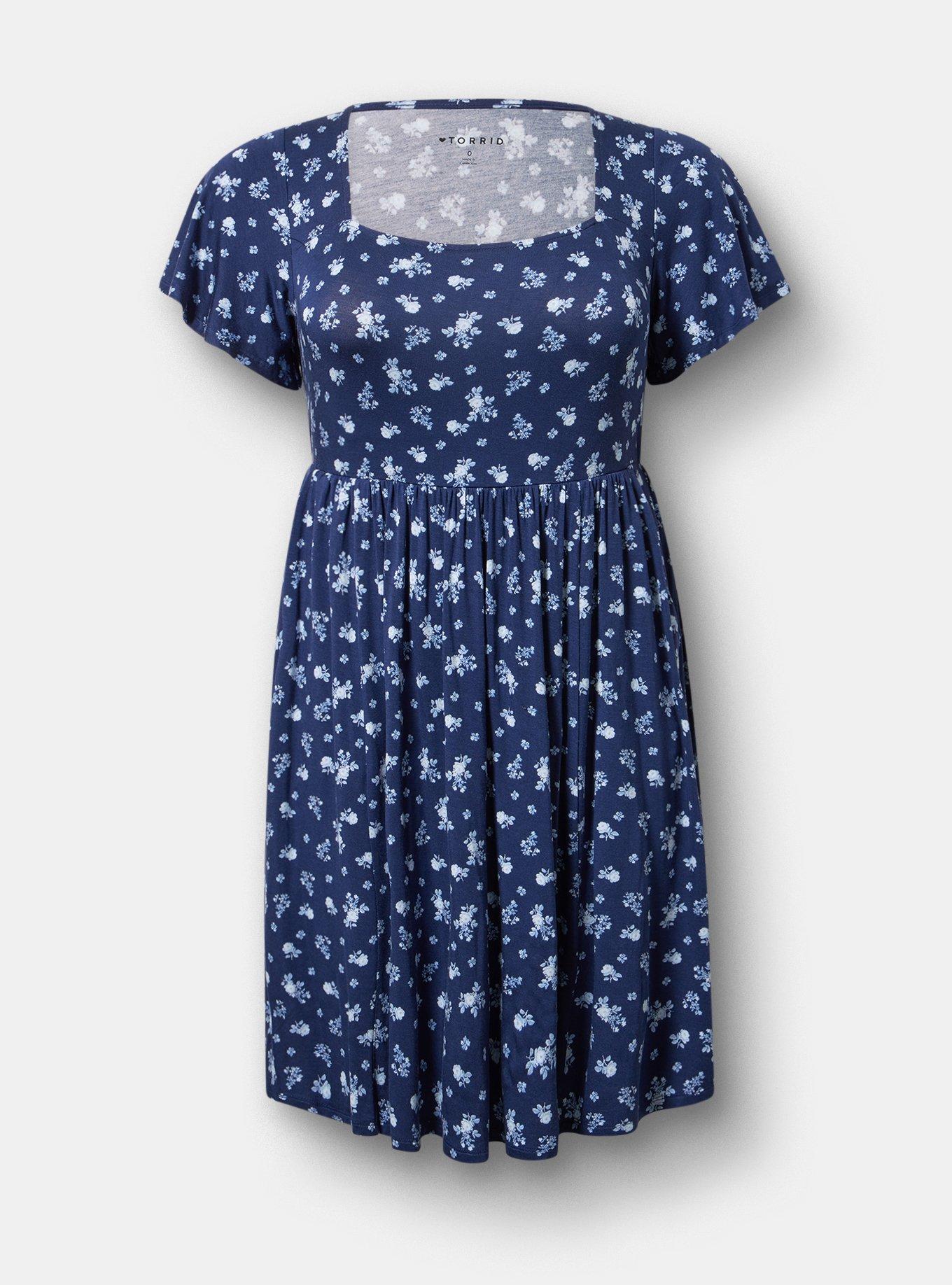 Flutter Sleeve Skater Mini Dress, SUNDAY DITSY NAVY, hi-res