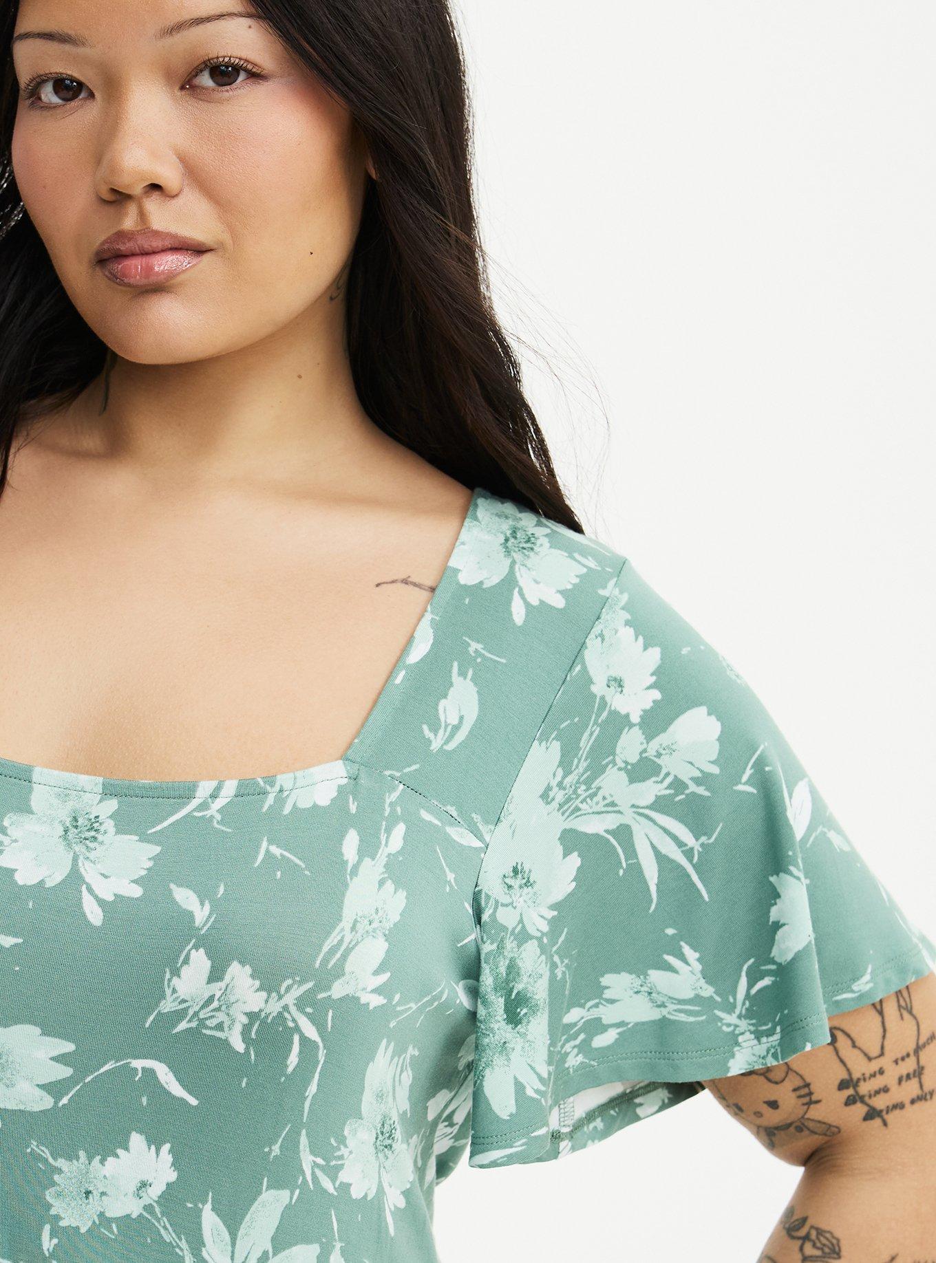 Flutter Sleeve Skater Mini Dress, REFRESHING SUNFLOWER FLORAL GREEN, alternate