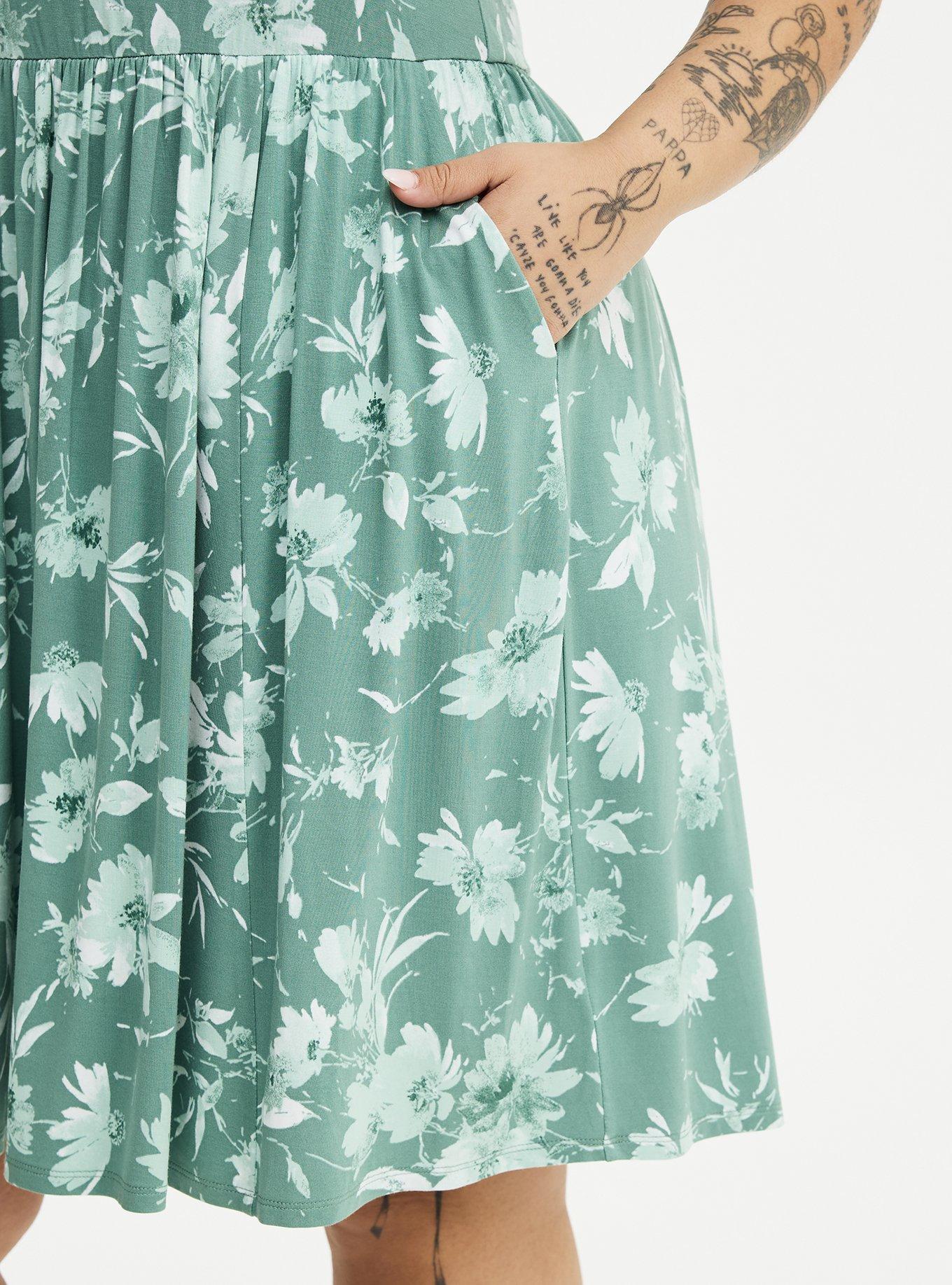 Flutter Sleeve Skater Mini Dress, REFRESHING SUNFLOWER FLORAL GREEN, alternate