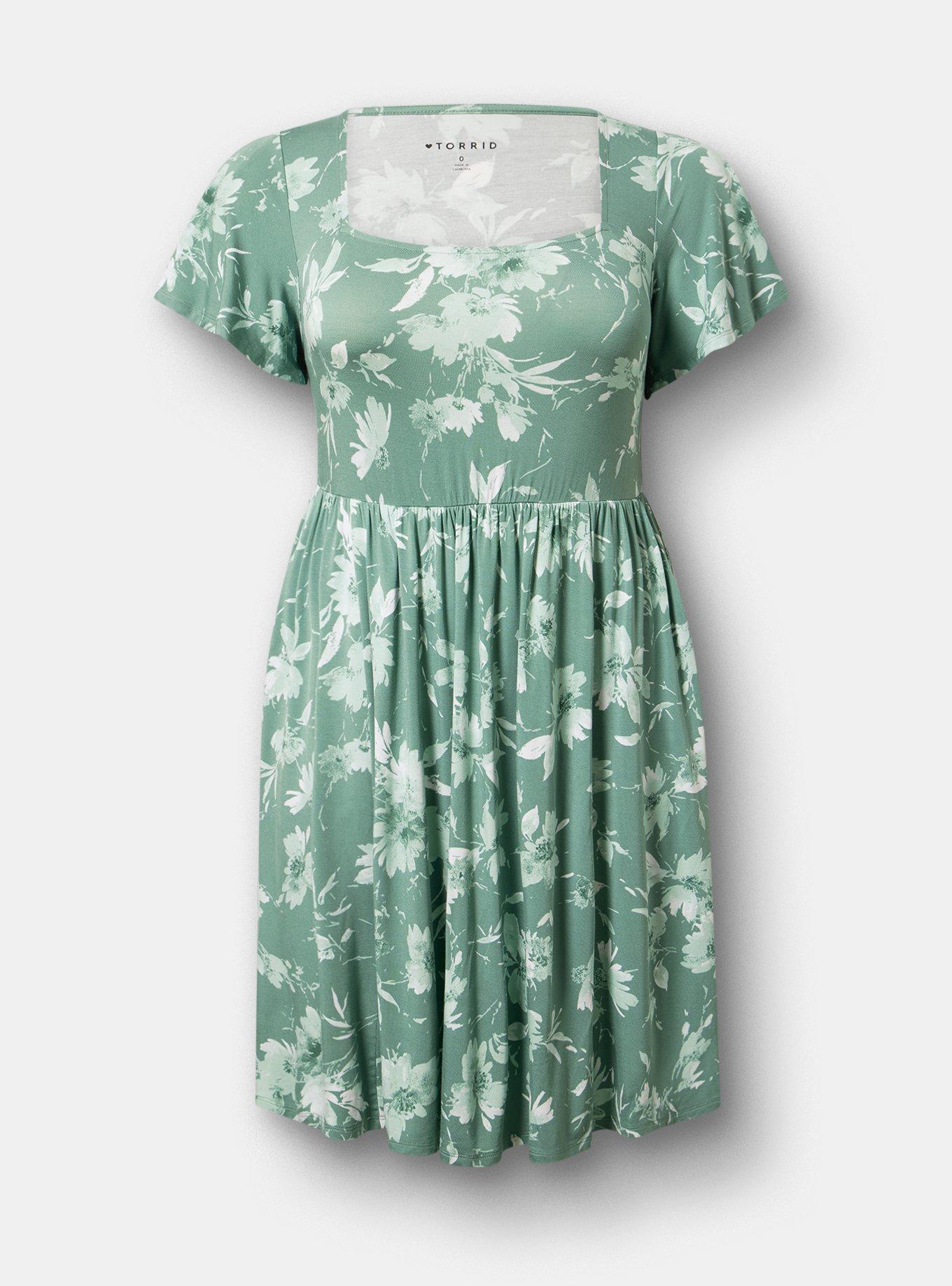 Flutter Sleeve Skater Mini Dress, REFRESHING SUNFLOWER FLORAL GREEN, hi-res