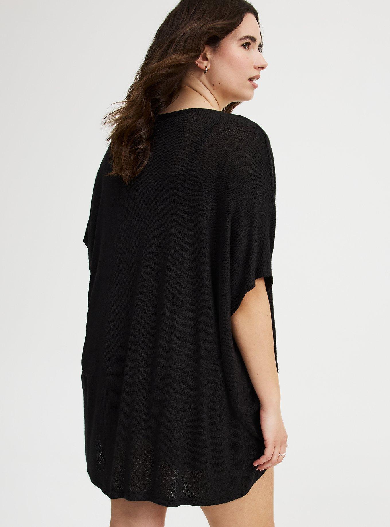 Slub Hacci Open Front Cocoon Cardigan, DEEP BLACK, alternate