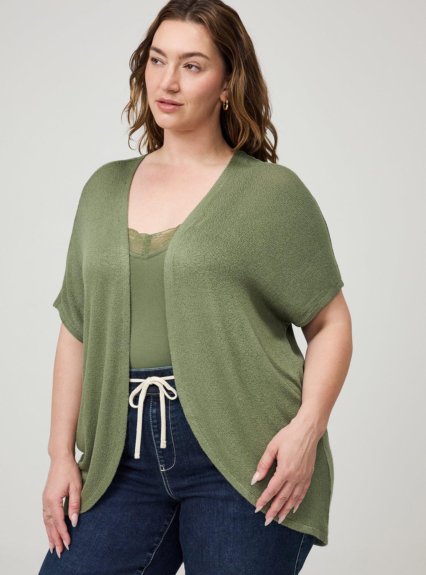 Open Front Cocoon Cardigan, OLIVINE, alternate