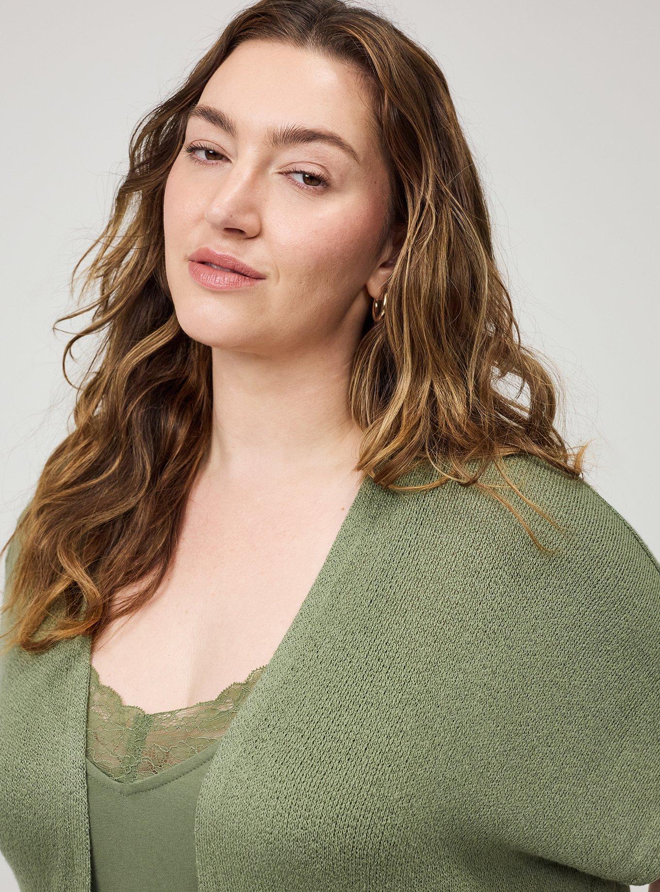 Open Front Cocoon Cardigan, OLIVINE, alternate