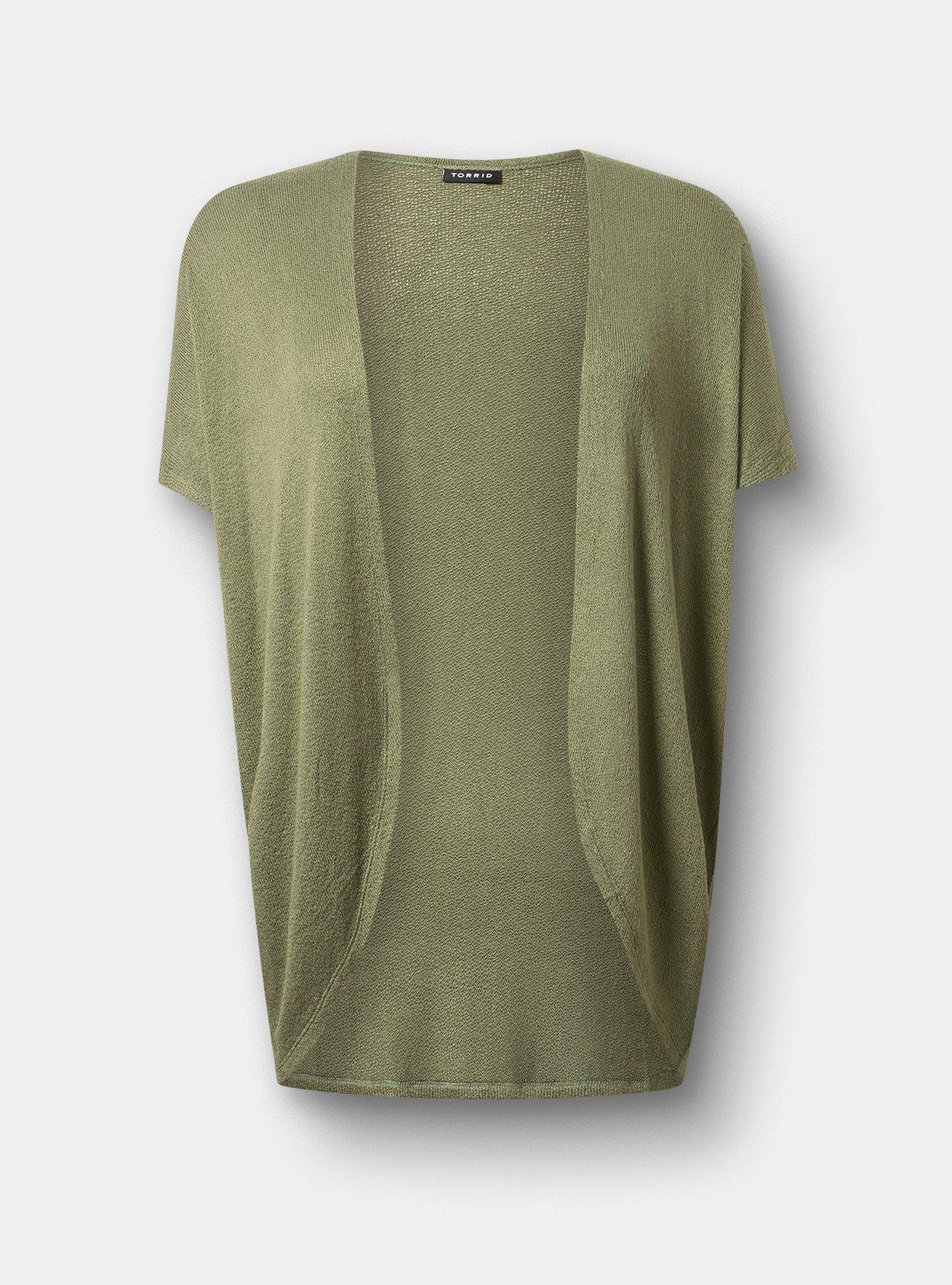 Open Front Cocoon Cardigan, OLIVINE, hi-res