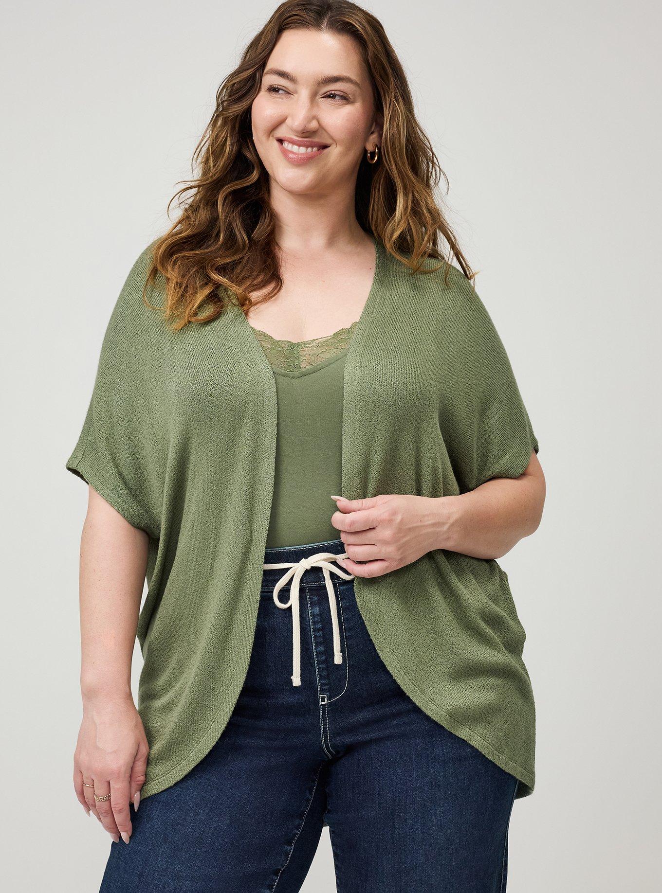 Open Front Cocoon Cardigan, OLIVINE, hi-res
