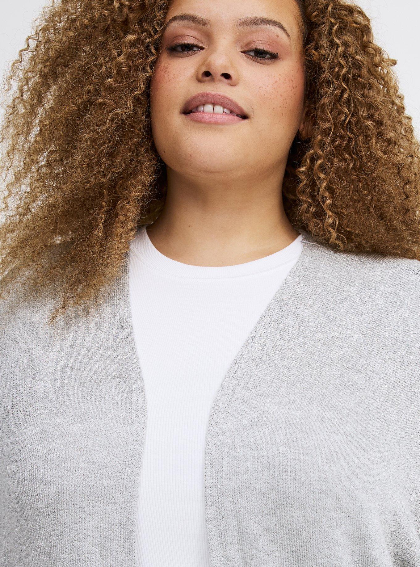 Open Front Cocoon Cardigan, LIGHTEST HEATHER GREY, alternate