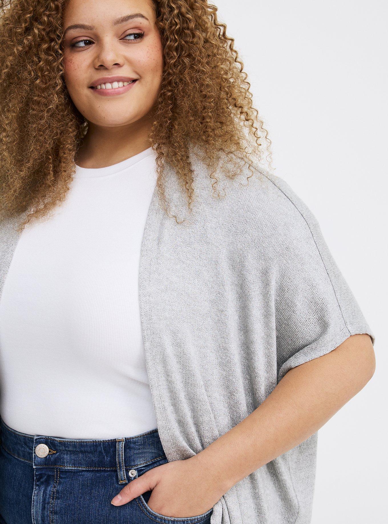 Open Front Cocoon Cardigan, LIGHTEST HEATHER GREY, alternate