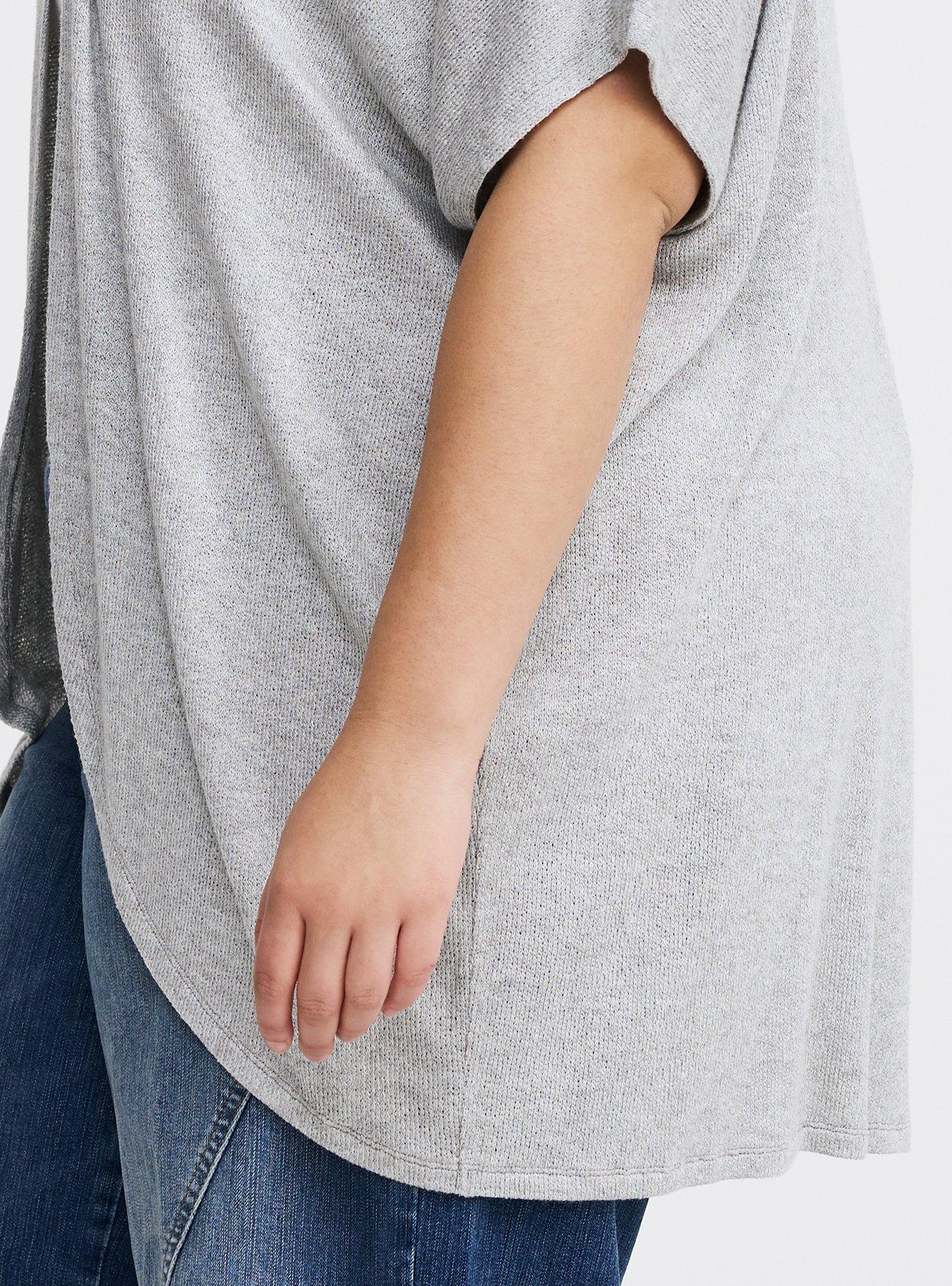 Open Front Cocoon Cardigan, LIGHTEST HEATHER GREY, alternate