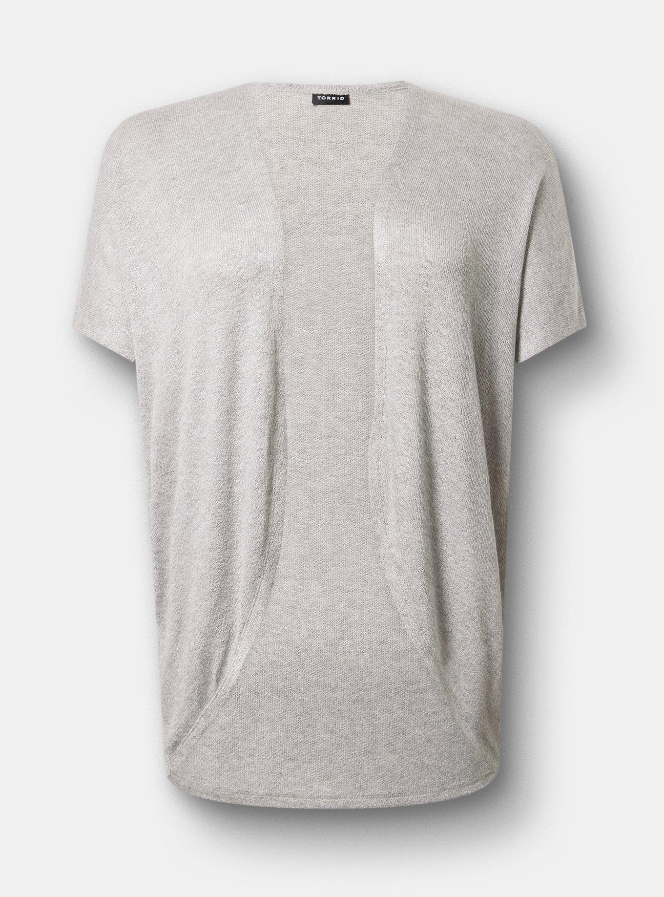 Open Front Cocoon Cardigan, LIGHTEST HEATHER GREY, hi-res