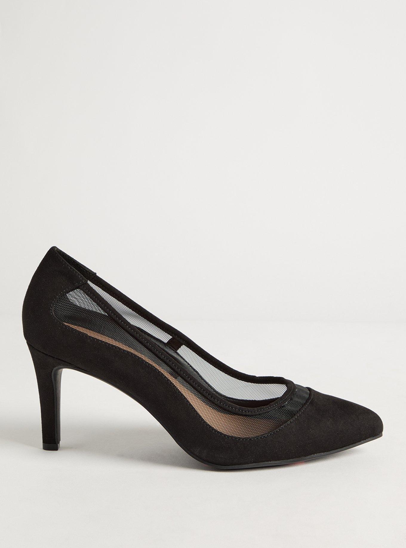 Pointed Toe Mesh Pump (WW), BLACK, alternate