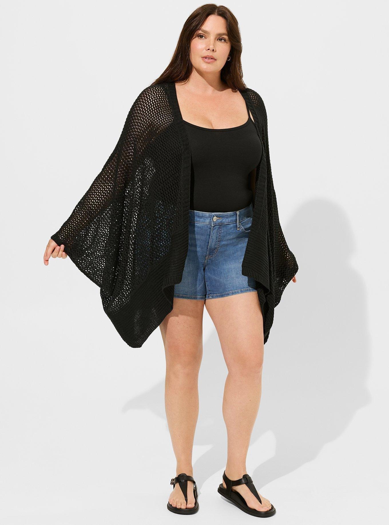 Dolman Knit Ruana, BLACK, alternate