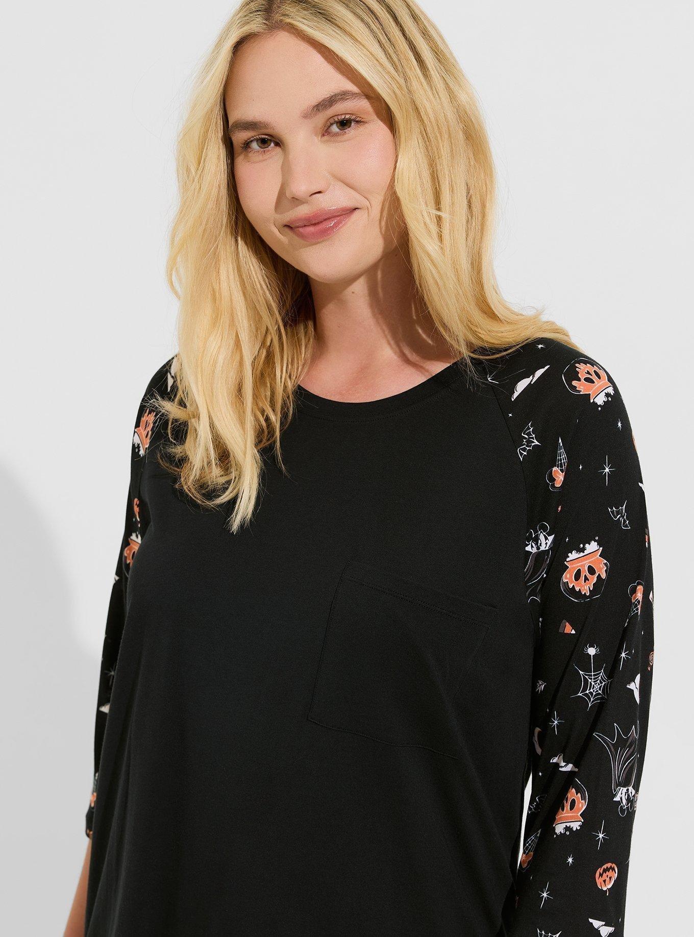 Plus Size Disney Mickey Treat Classic Fit Cotton Raglan, DEEP BLACK, alternate