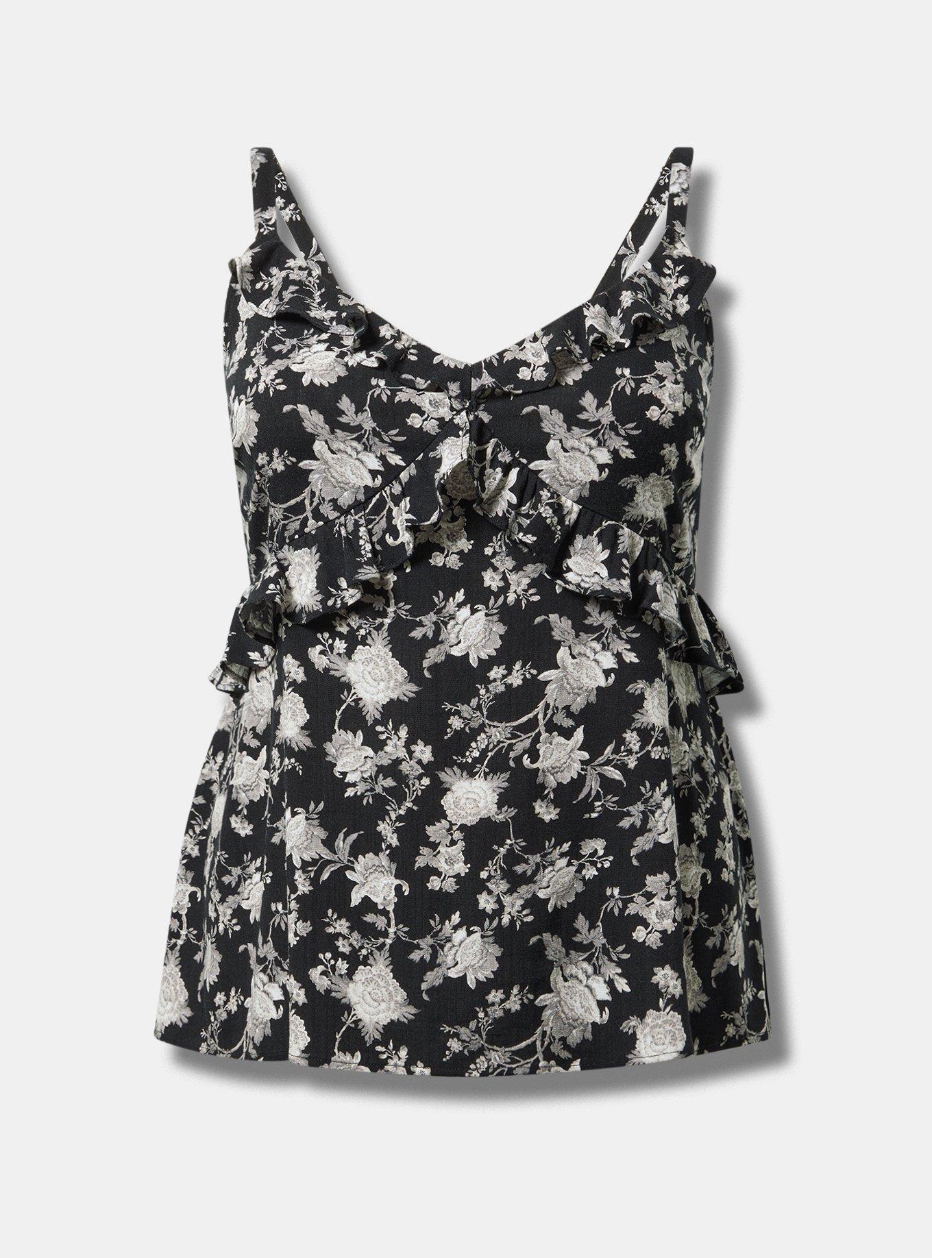 Rayon Slub Ruffle V-Neck Cami