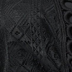 Cotton Lace Tie Front V-Neck Blouse, DEEP BLACK, swatch