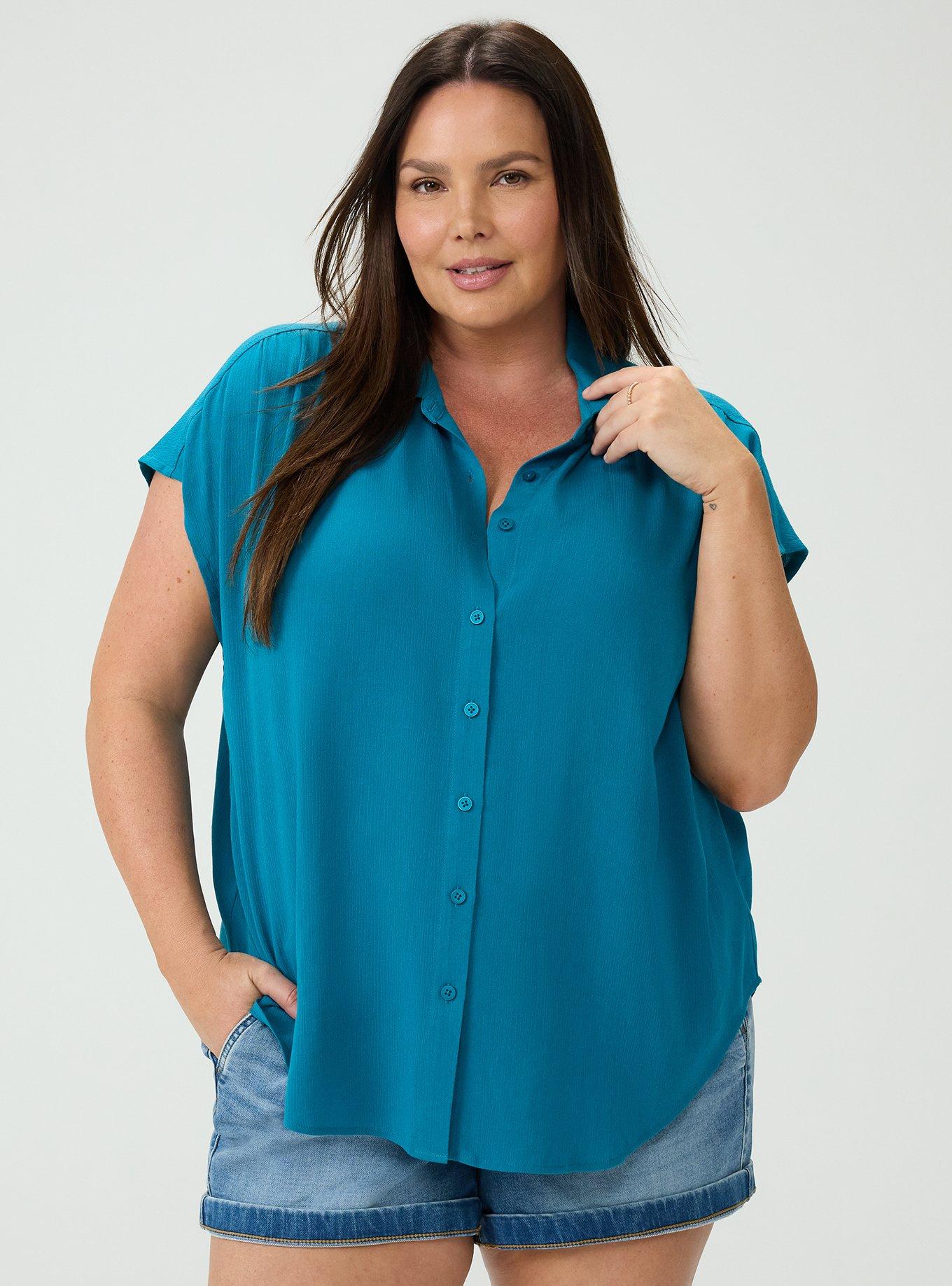 Crinkle Gauze Dolman Shirt, OCEAN DEPTHS, hi-res