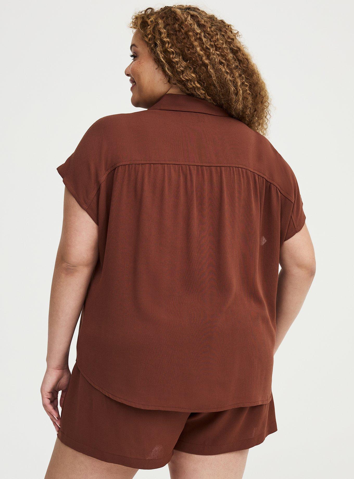 Crinkle Gauze Dolman Shirt, CAPPUCCINO, alternate