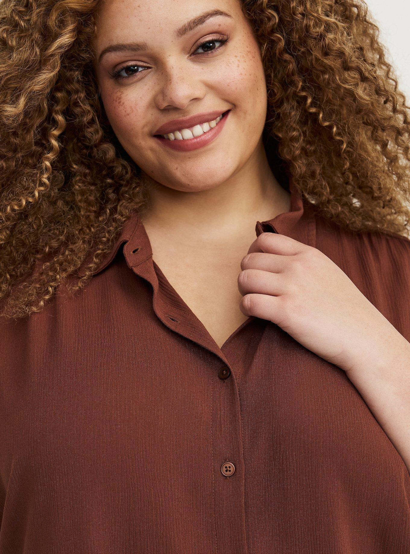 Crinkle Gauze Dolman Shirt, CAPPUCCINO, alternate