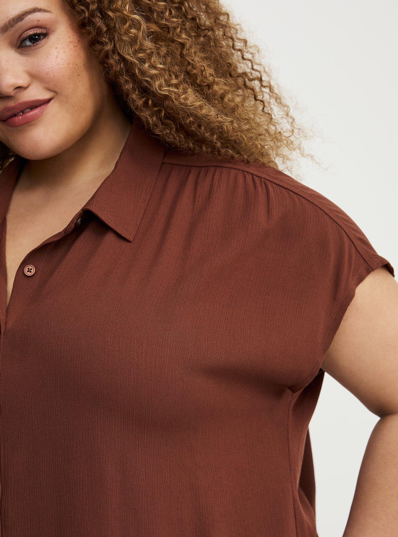 Crinkle Gauze Dolman Shirt, CAPPUCCINO, alternate