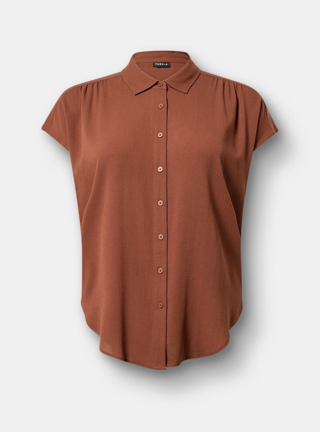 Crinkle Gauze Dolman Shirt, CAPPUCCINO, hi-res