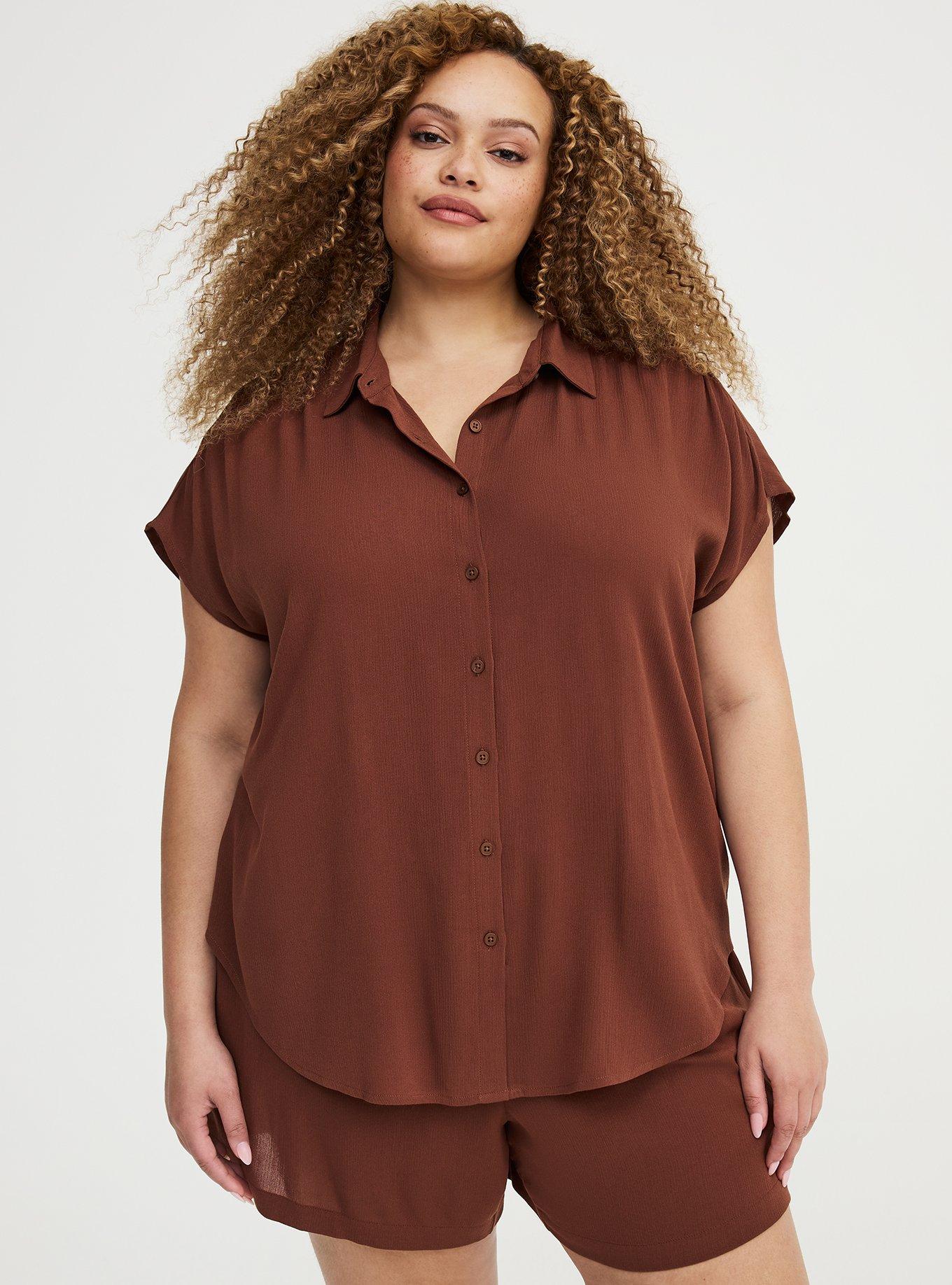 Crinkle Gauze Dolman Shirt, CAPPUCCINO, hi-res
