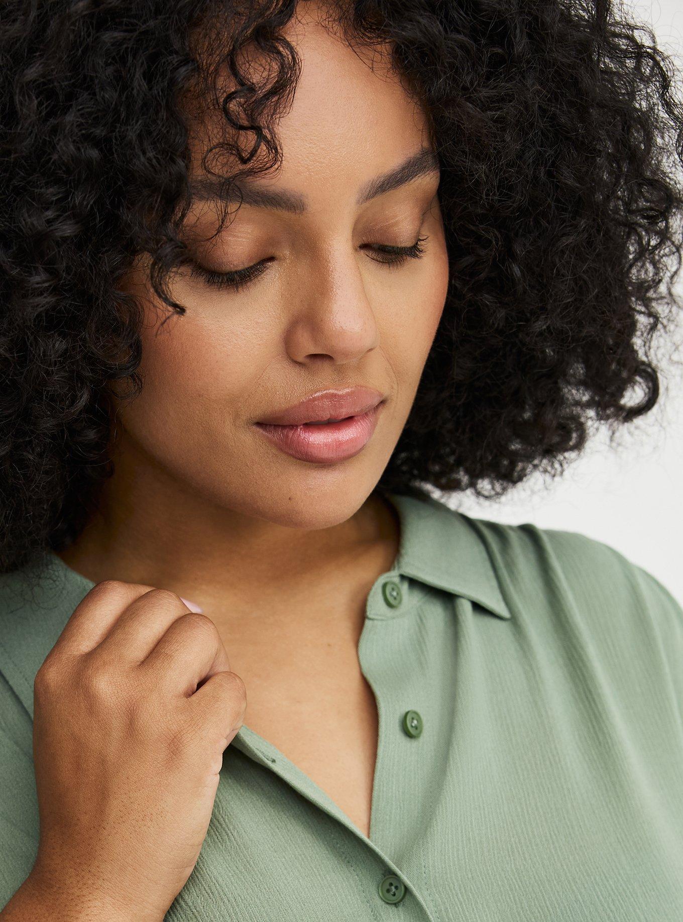 Crinkle Gauze Dolman Shirt, HEDGE GREEN, alternate